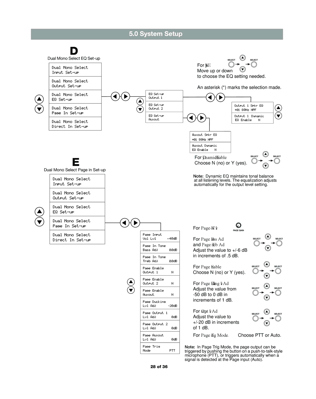 Bose DXA2120 manual Dual Mono Select EQ Set-up Dual Mono Select Page in Set-up 