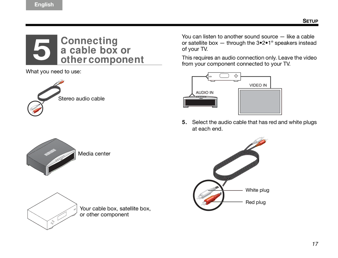 Bose GSX Series III manual Connecting Cable box or othercomponent 