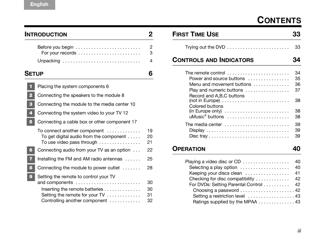 Bose GSX Series III manual Contents 