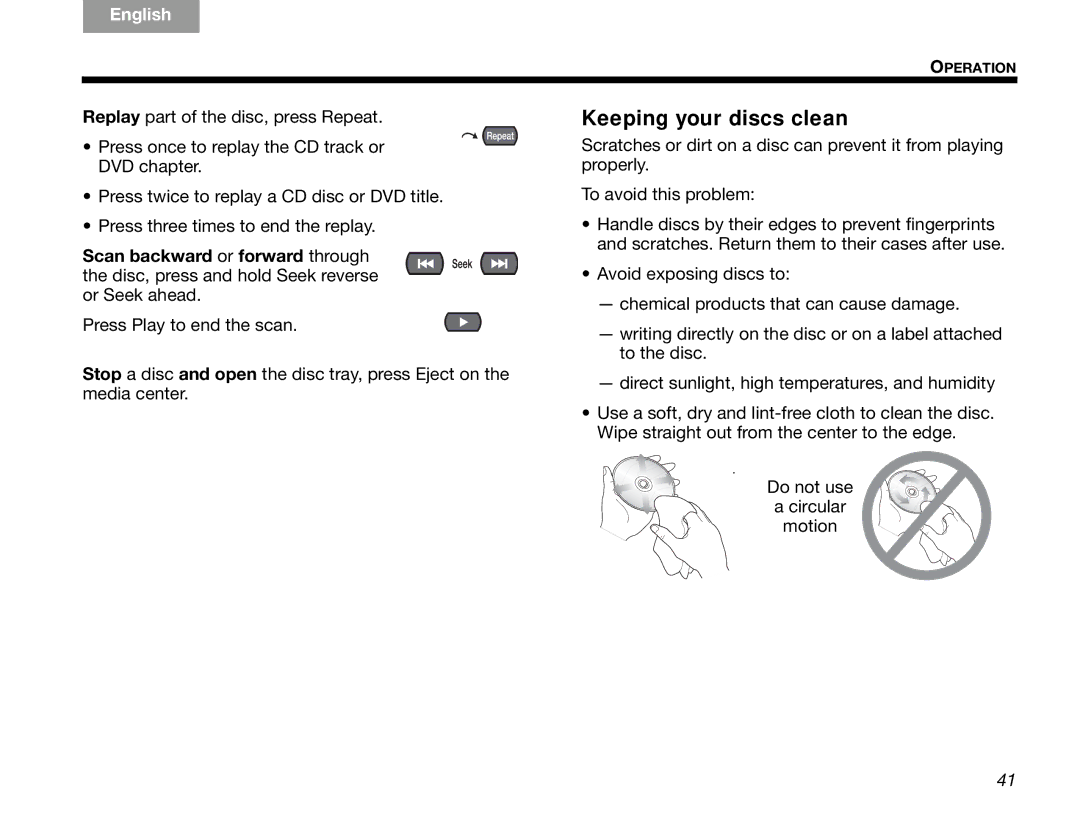 Bose GSX Series III manual Keeping your discs clean 