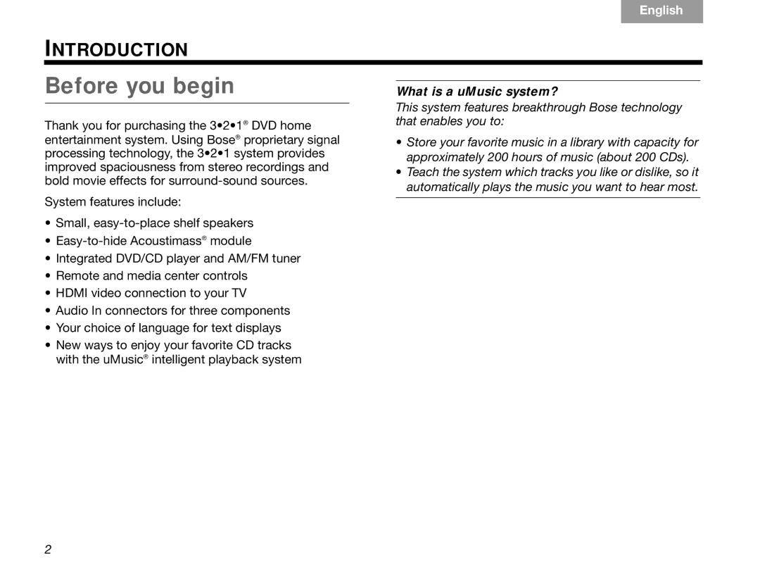 Bose GSX Series III manual Before you begin, What is a uMusic system? 