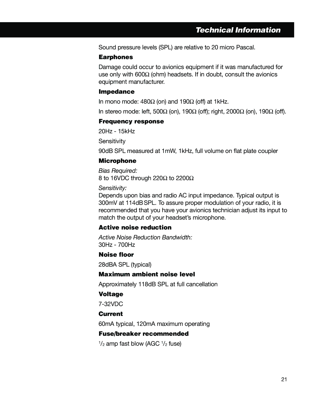 Bose II manual Technical Information 