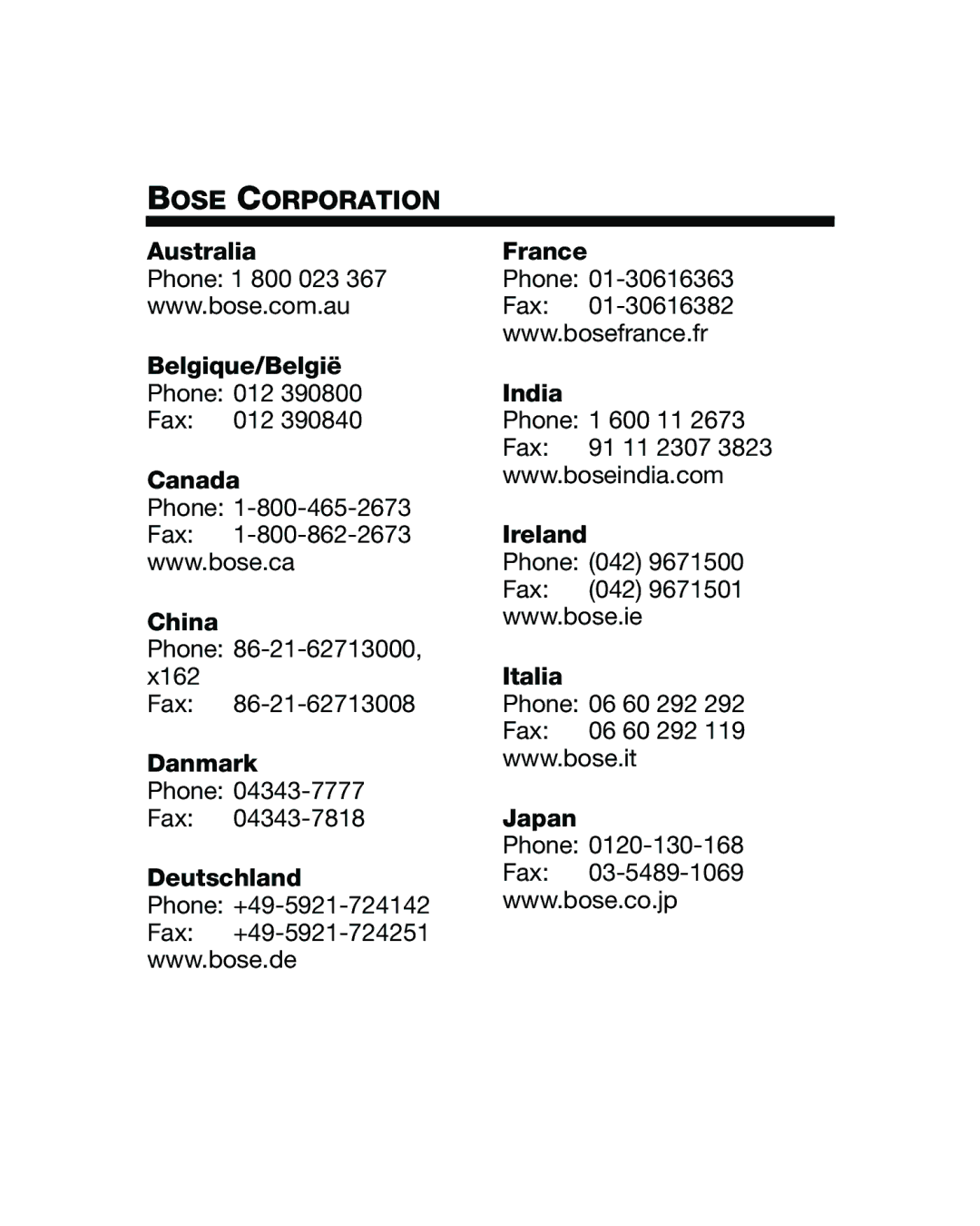 Bose in-ear headphone manual Bose Corporation 