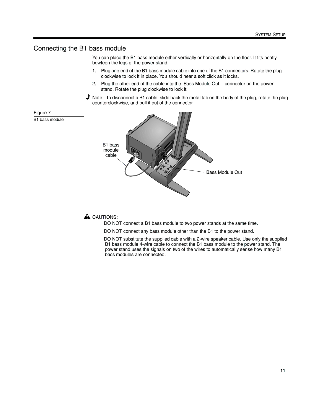 Bose L1 Model II manual Connecting the B1 bass module, Bass Module Out 