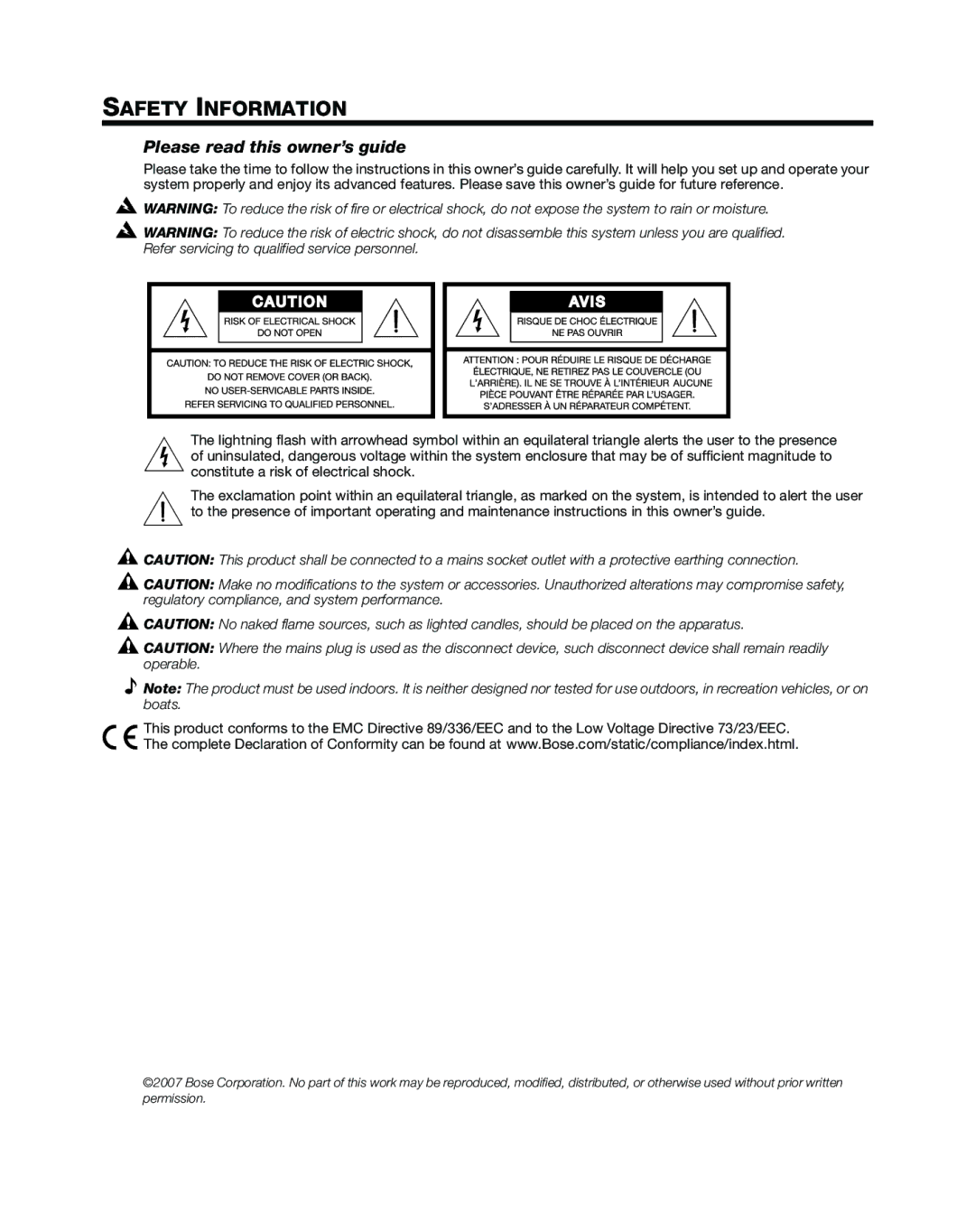 Bose L1 Model II manual Safety Information, Please read this owner’s guide 