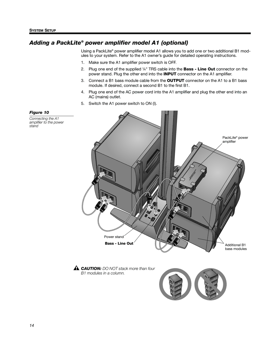 Bose L1 Model II manual Adding a PackLite power amplifier model A1 optional 