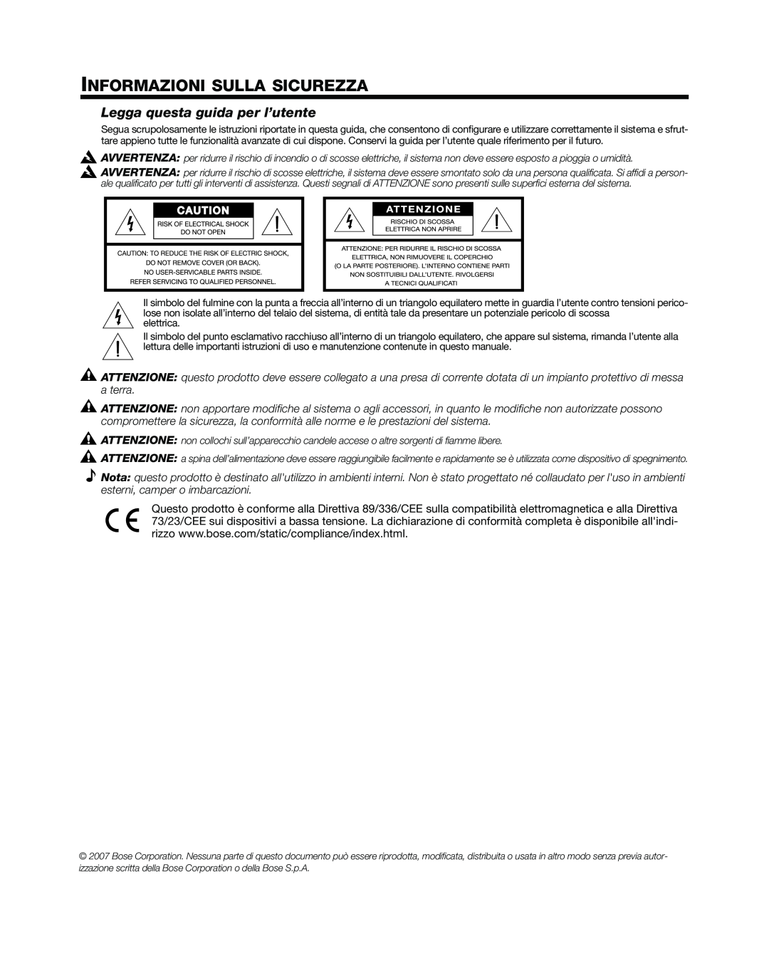Bose L1 Model II manual Informazioni Sulla Sicurezza, Legga questa guida per l’utente, Svenska, Nederlands, Italiano 