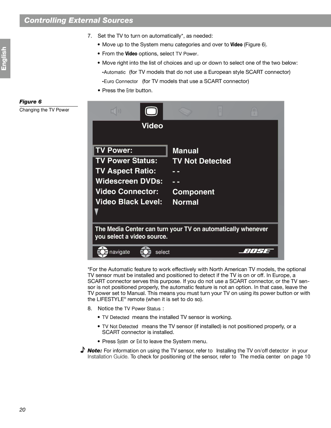 Bose Lifestyle 28 Series II, Lifestyle 18 Series II manual Changing the TV Power 