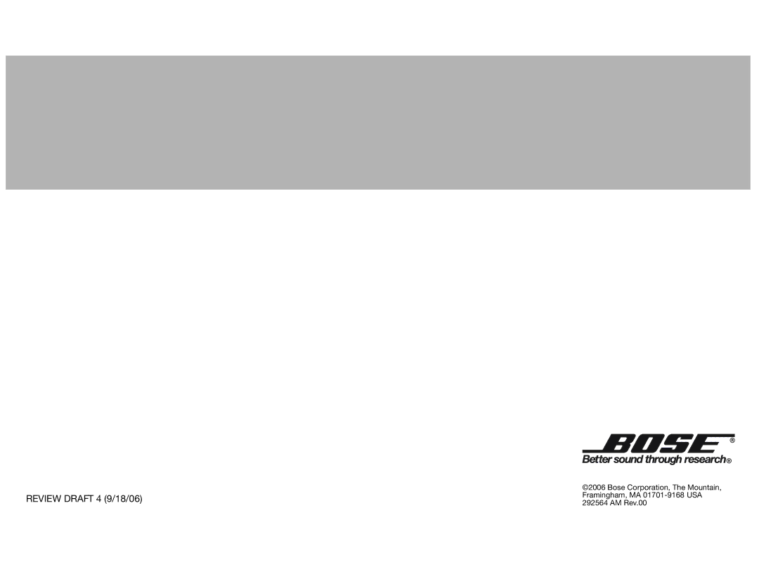 Bose Lifestyle (R) VS-2 manual Review Draft 4 9/18/06 