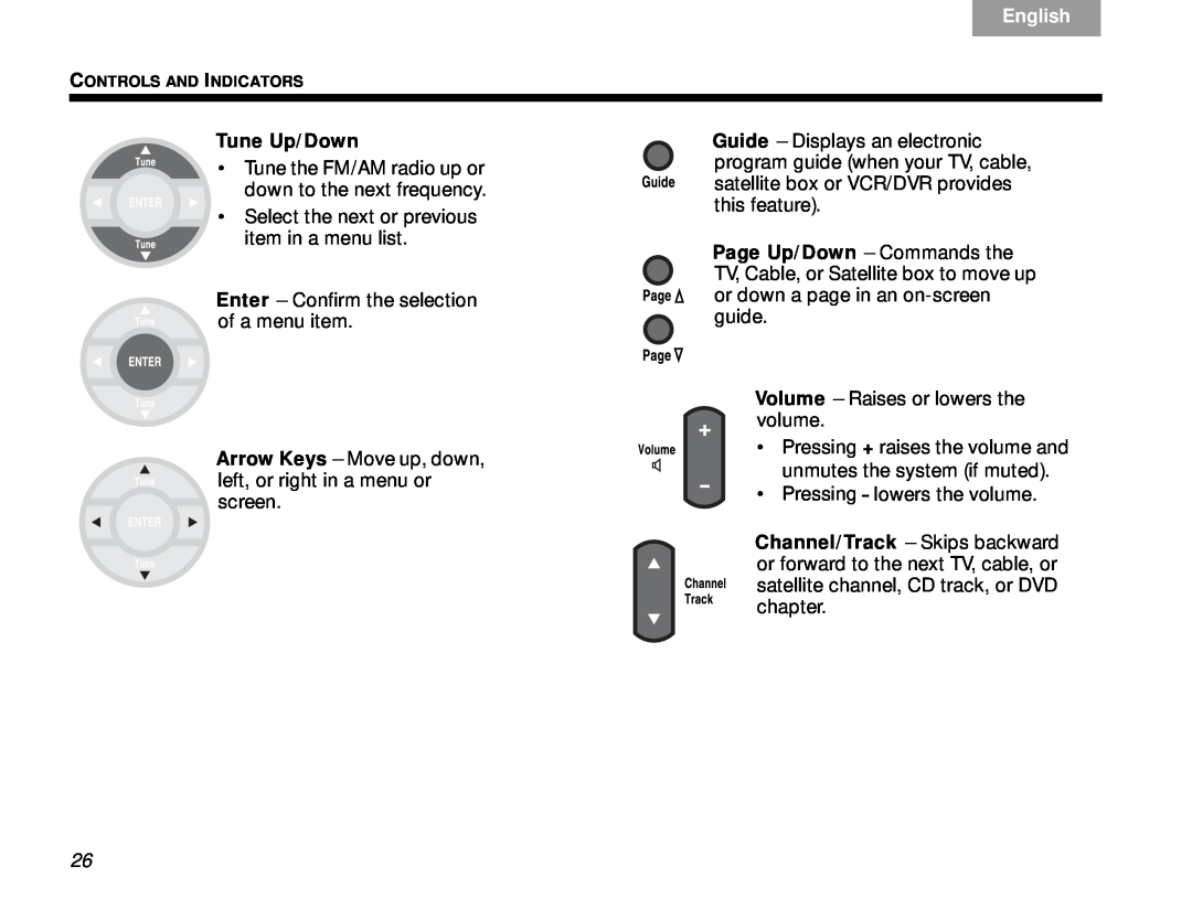 Bose Lifestyle V-Class manual Tune Up/Down, TAB 6Italiano, English 