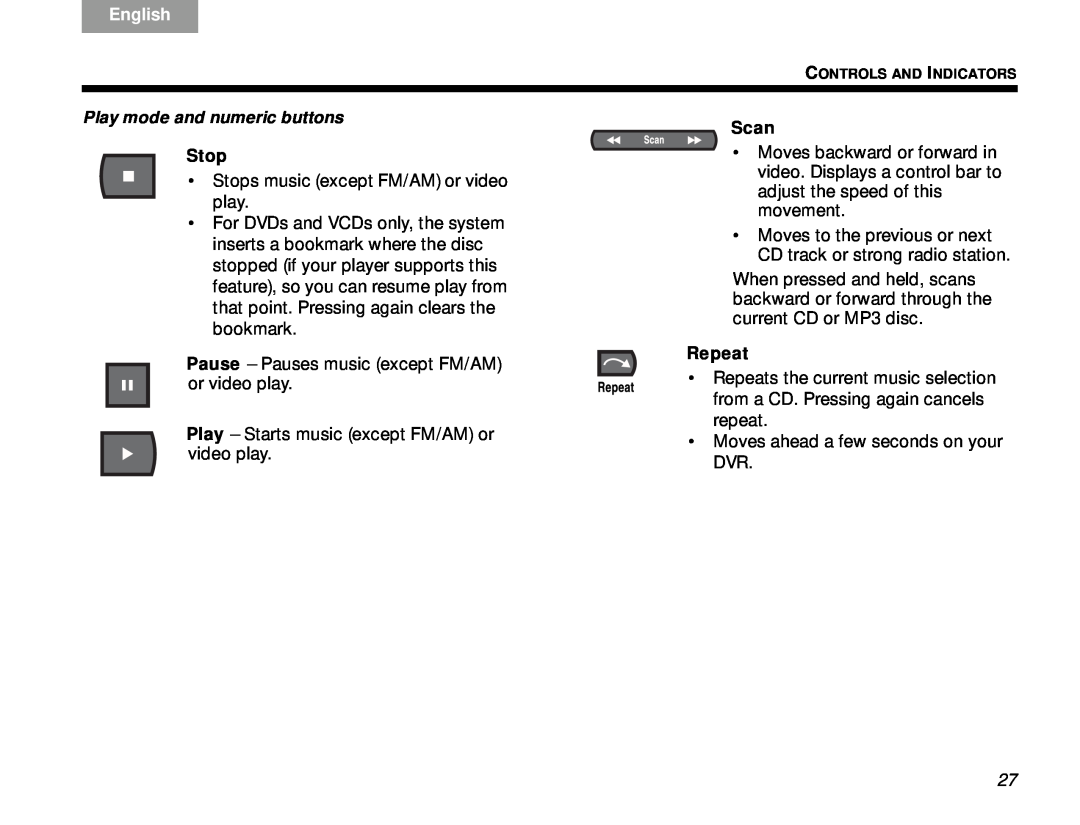 Bose Lifestyle V-Class manual Stop, Scan, Repeat, English 