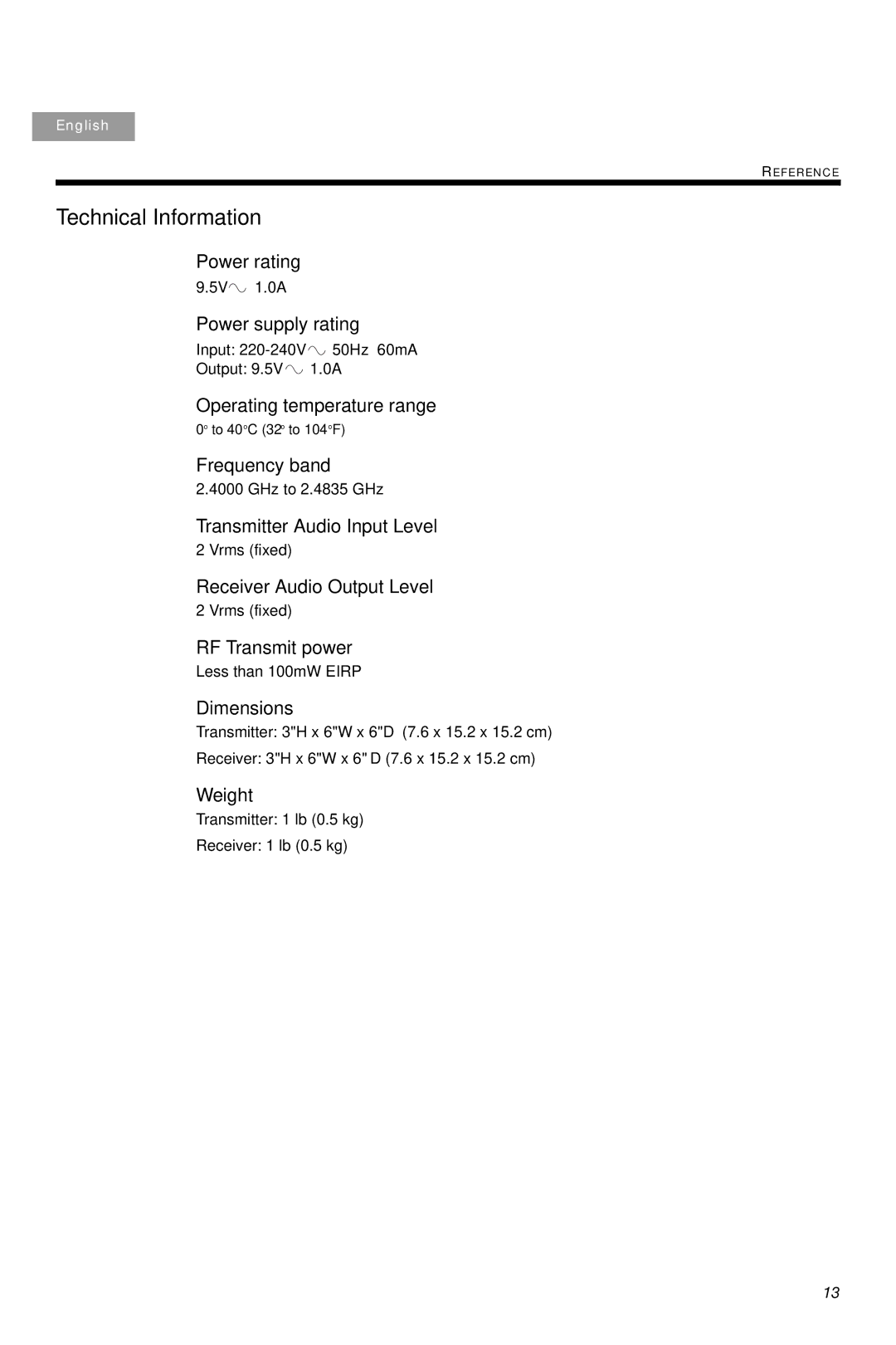 Bose Link AL8 manual Technical Information 