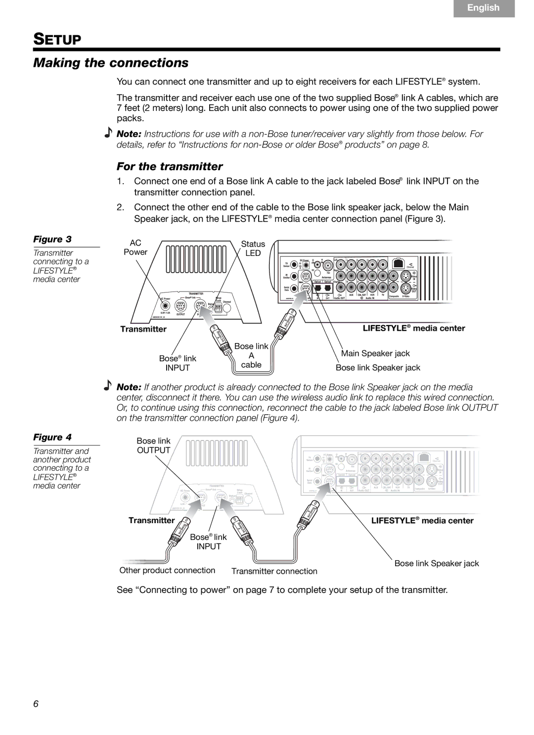 Bose Link AL8 manual Making the connections, For the transmitter 