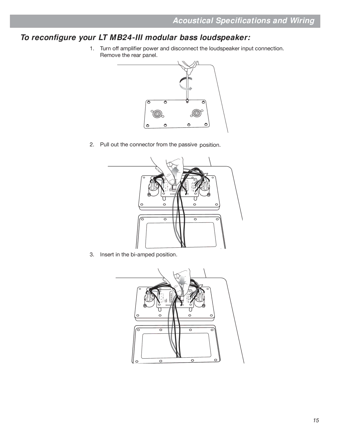 Bose LT 9402TM, LT 4402, LT 9702, LT MB24 III manual To reconﬁgure your LT MB24-III modular bass loudspeaker 