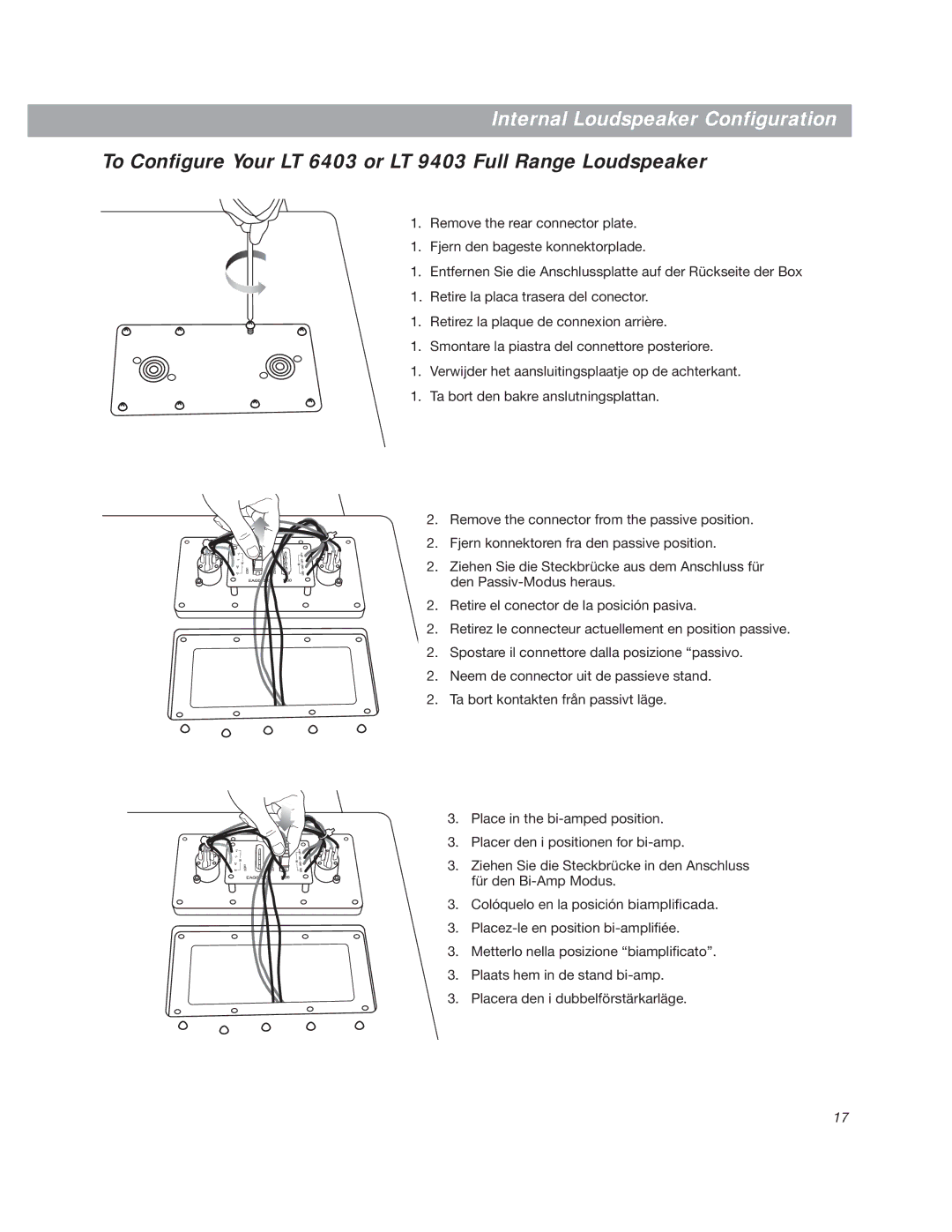 Bose LT3202 manual To Conﬁgure Your LT 6403 or LT 9403 Full Range Loudspeaker 