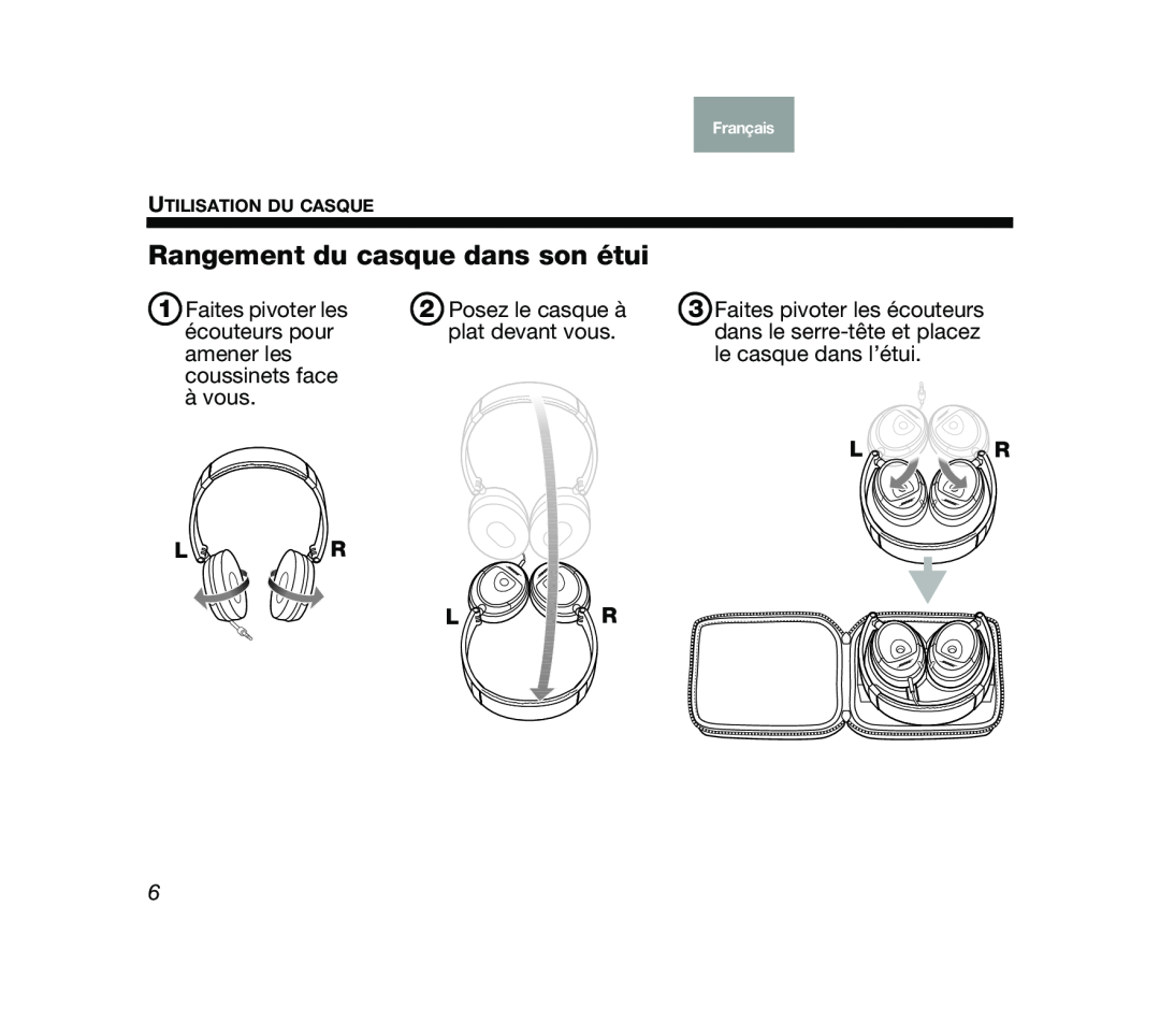 Bose Mobile On-Ear Headset manual Rangement du casque dans son étui, L R L R, Svenska Nederlands Italiano Français Español 