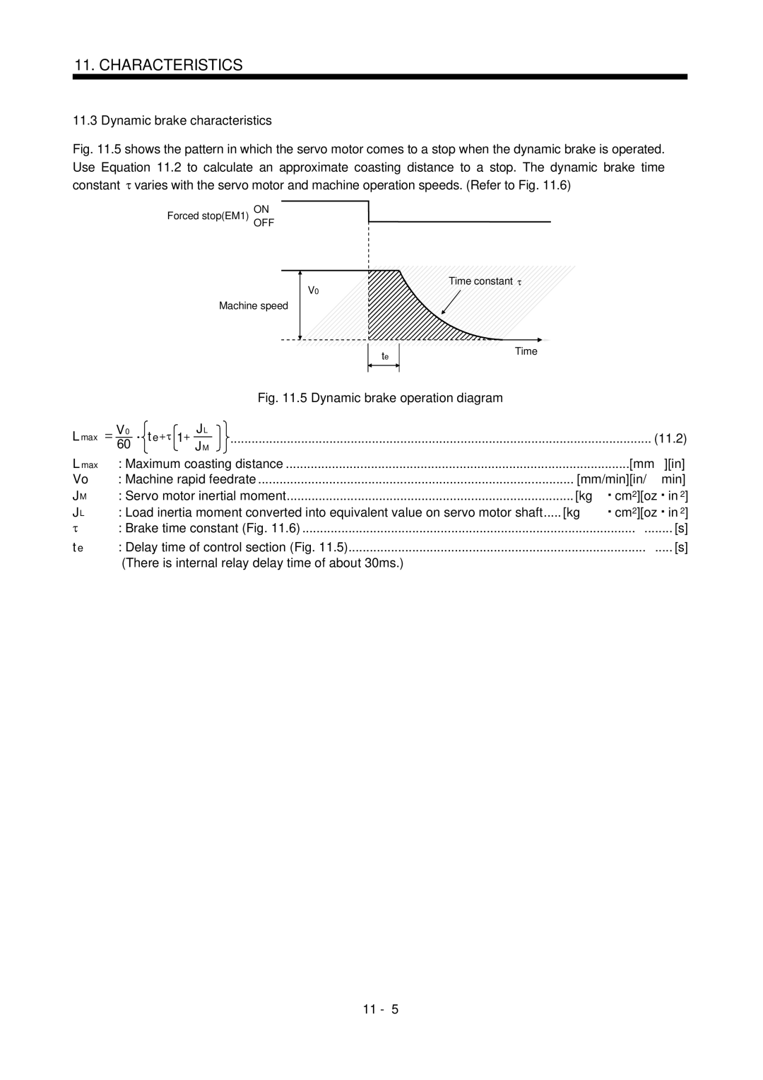 Bose MR-J2S- B instruction manual Dynamic brake characteristics, Mmin, Mm/minin/min, Kg cm2oz in2 