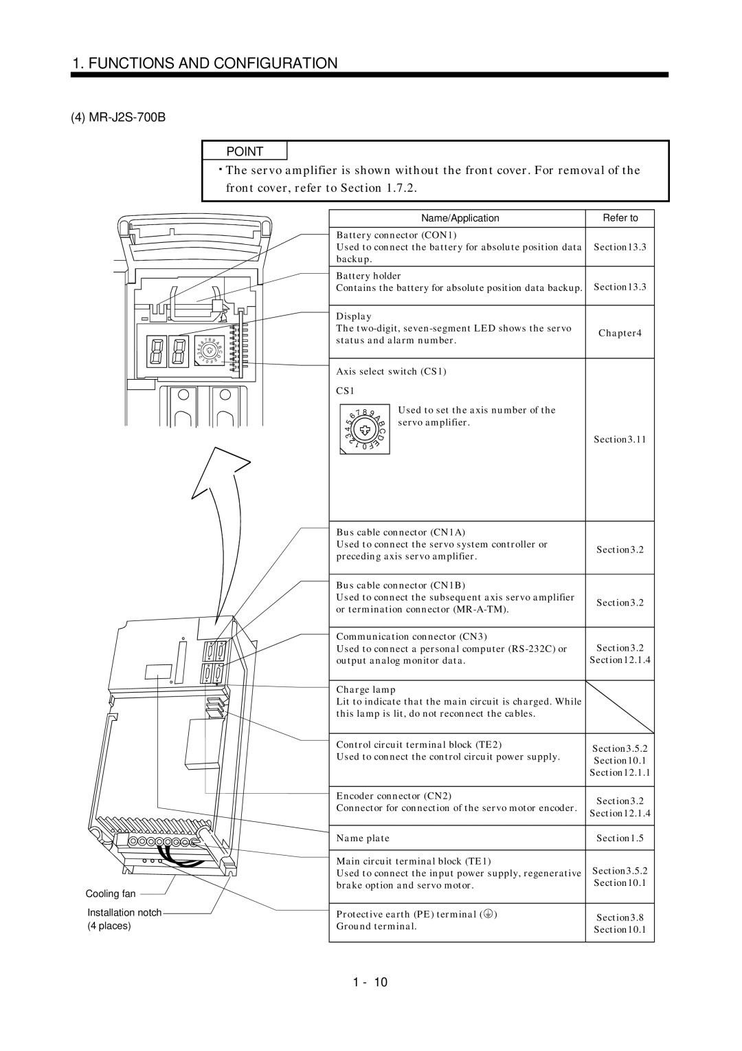 Bose MR-J2S- B instruction manual MR-J2S-700B, Name plate Main circuit terminal block TE1, Brake option and servo motor 