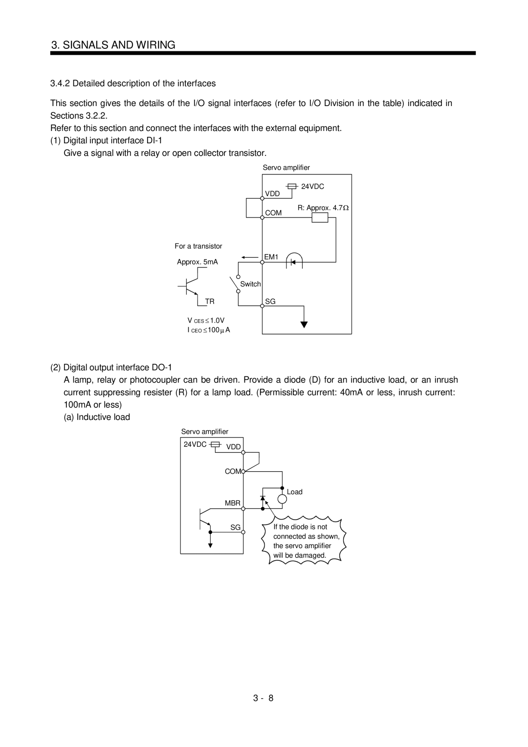 Bose MR-J2S- B Detailed description of the interfaces, Digital input interface DI-1, Digital output interface DO-1 