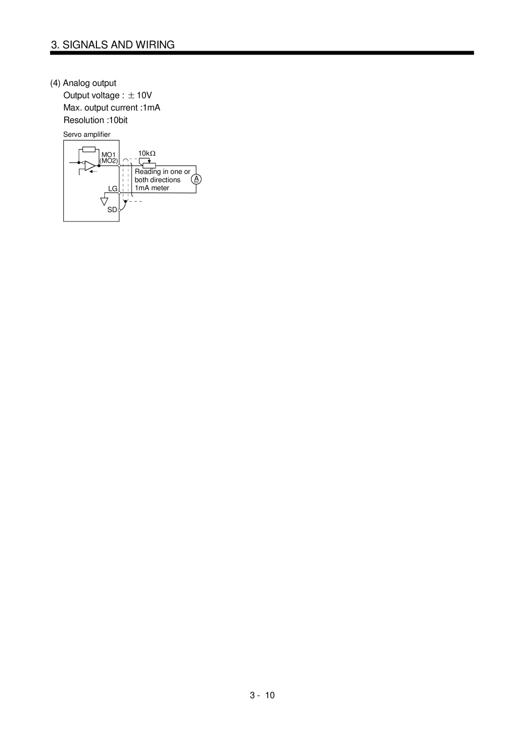 Bose MR-J2S- B instruction manual Analog output, Output voltage 10V Max. output current 1mA Resolution 10bit 