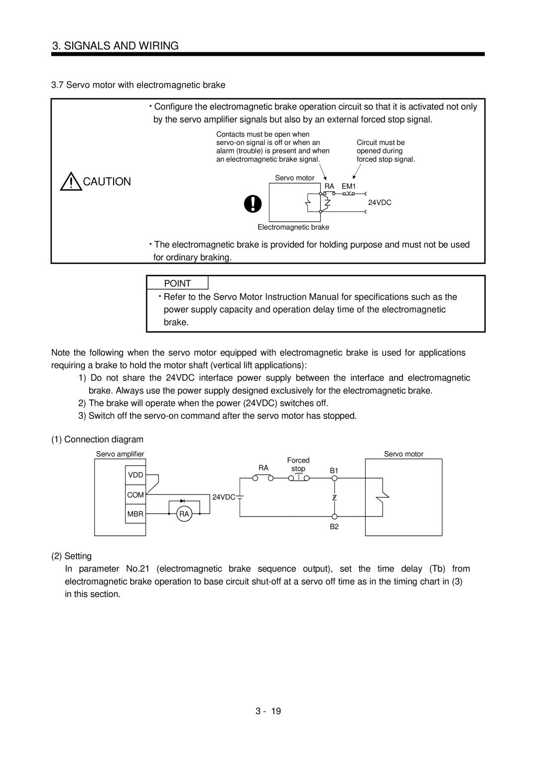 Bose MR-J2S- B instruction manual Setting, COM 24VDC MBR 