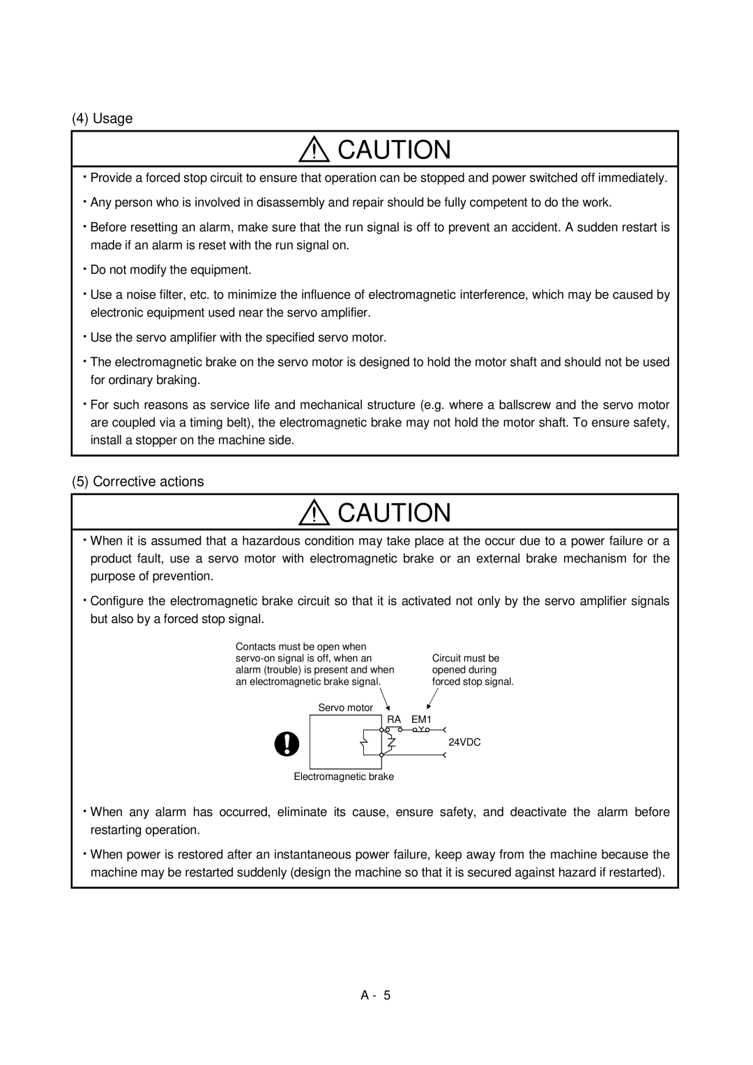 Bose MR-J2S- B instruction manual Usage, RA EM1 24VDC 