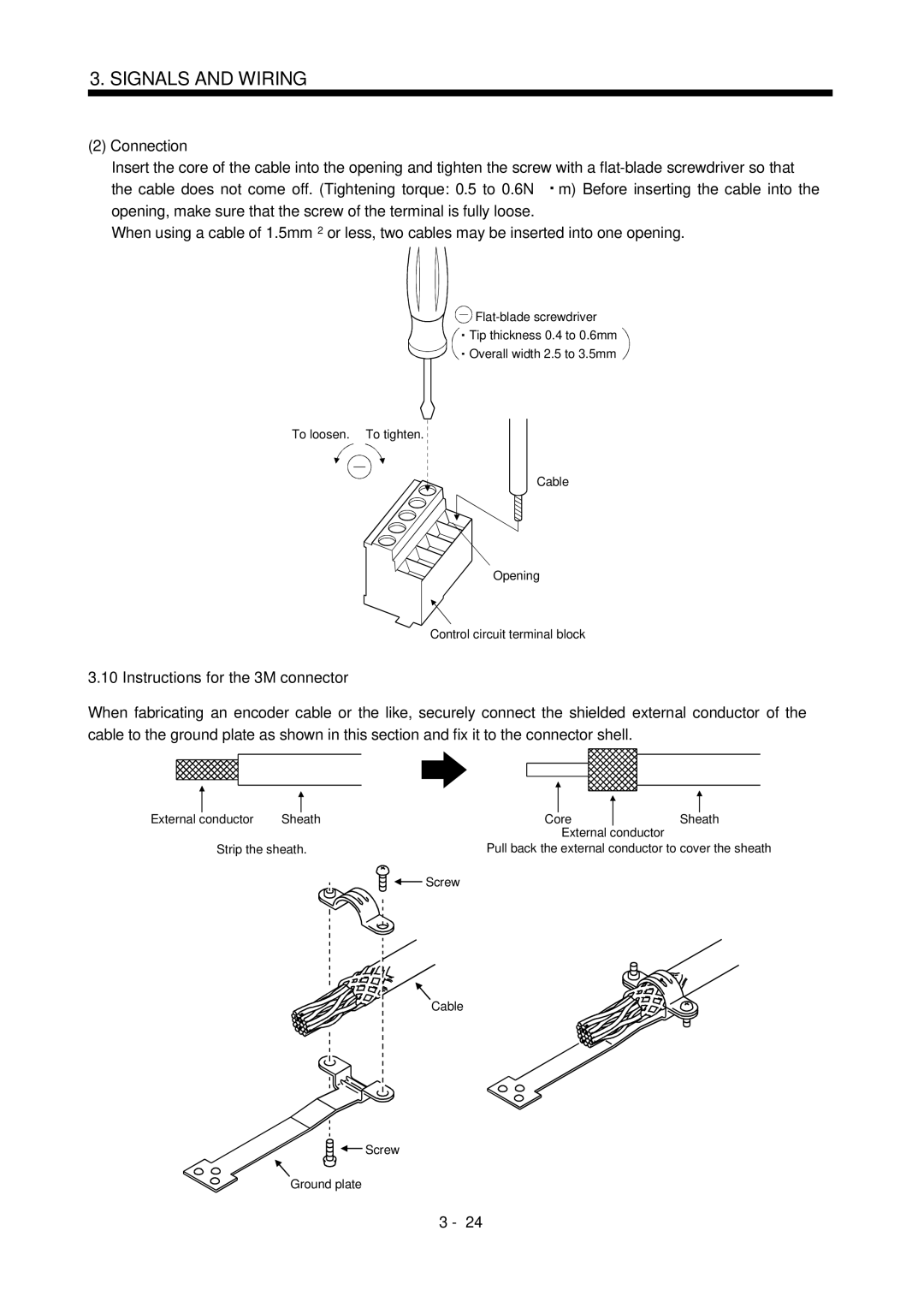 Bose MR-J2S- B instruction manual Connection, Instructions for the 3M connector 