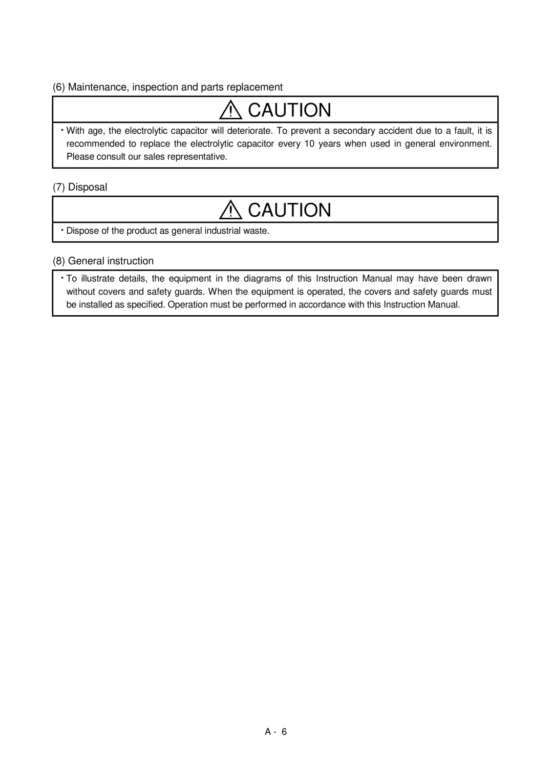 Bose MR-J2S- B Maintenance, inspection and parts replacement, Dispose of the product as general industrial waste 