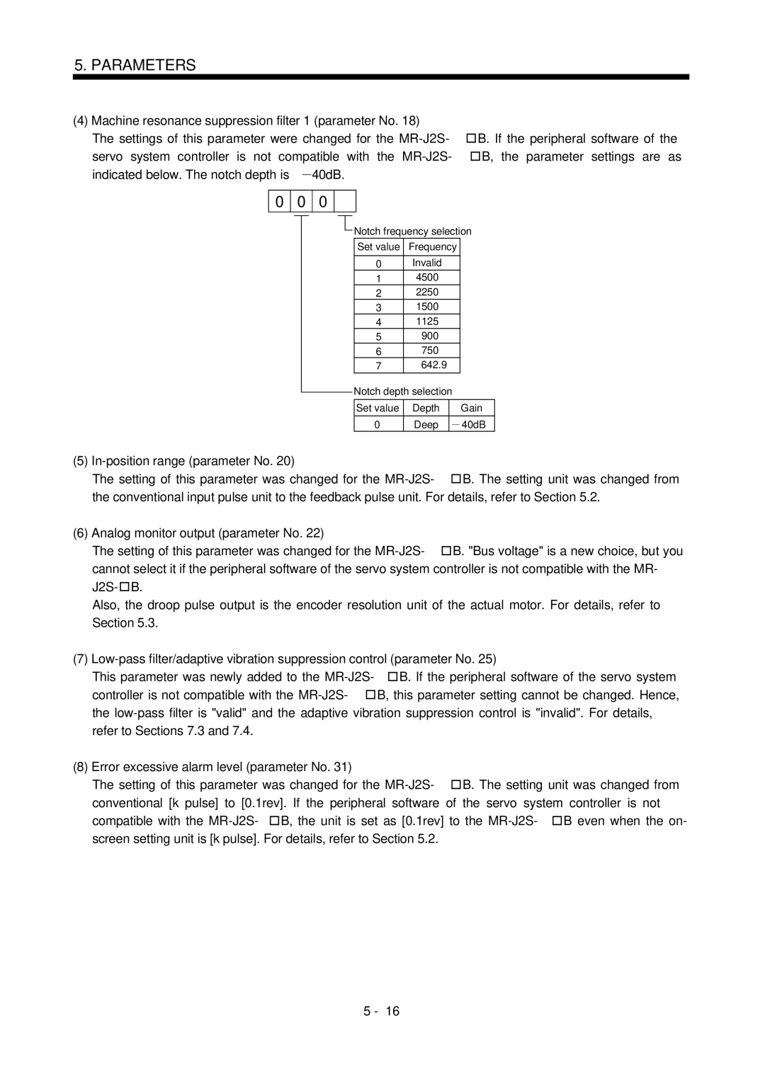 Bose MR-J2S- B instruction manual Machine resonance suppression filter 1 parameter No, In-position range parameter No 