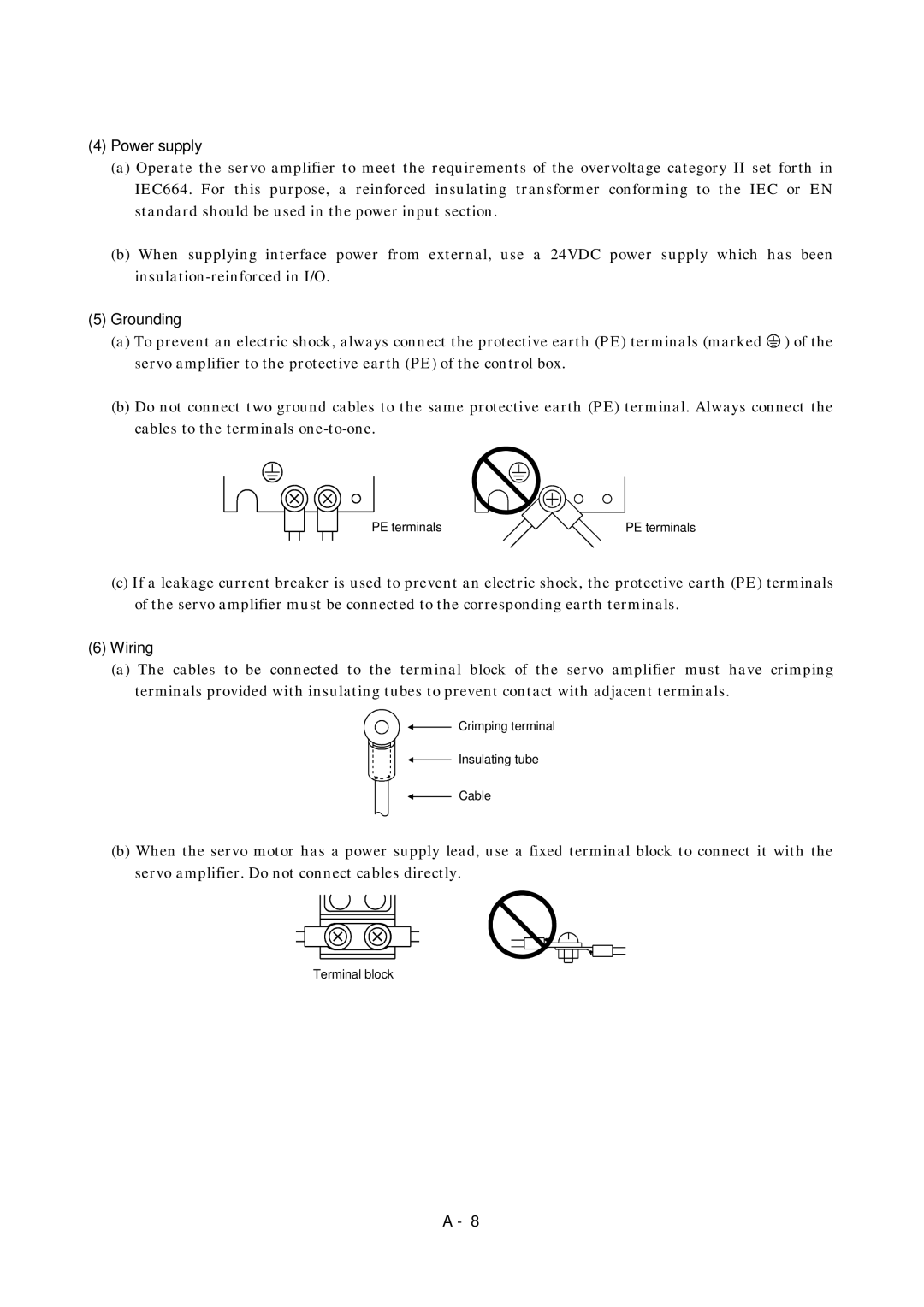 Bose MR-J2S- B instruction manual Power supply, Grounding, Wiring 