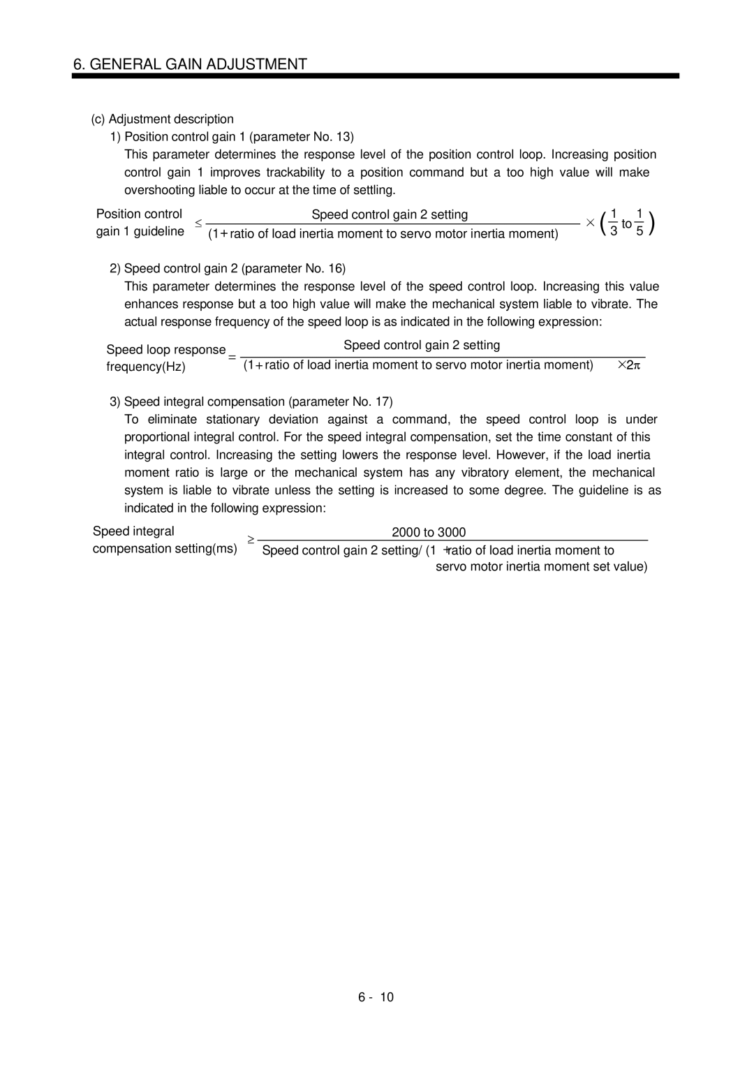 Bose MR-J2S- B instruction manual General Gain Adjustment 