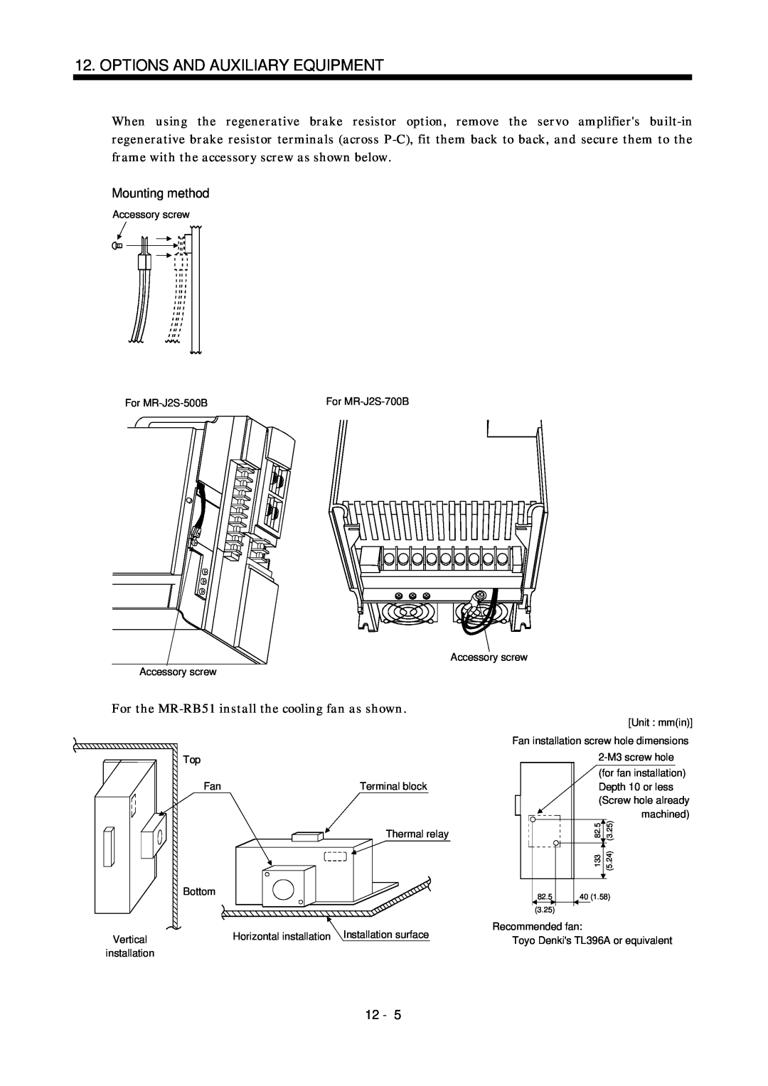 Bose MR-J2S- B instruction manual Mounting method, Options And Auxiliary Equipment, 12 