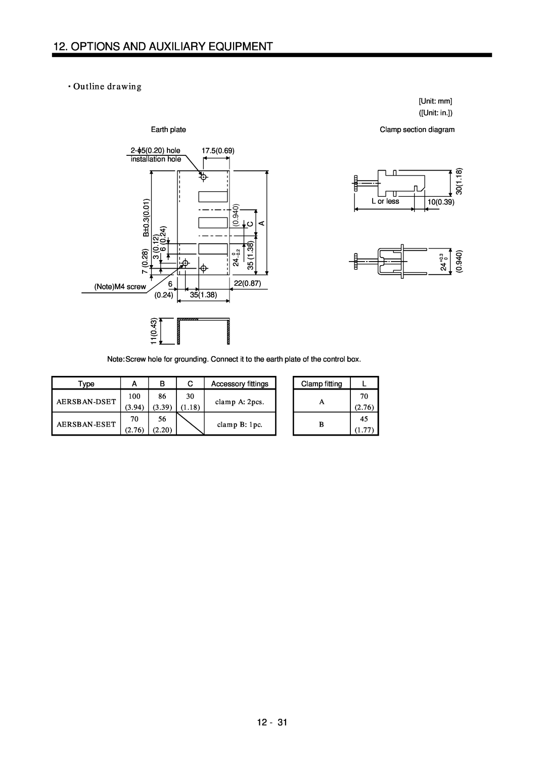 Bose MR-J2S- B instruction manual Options And Auxiliary Equipment, Outline drawing, 12 