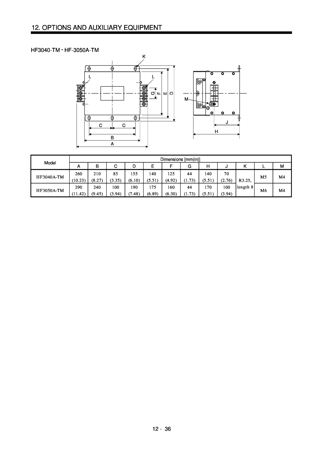 Bose MR-J2S- B instruction manual HF3040-TM HF-3050A-TM, Options And Auxiliary Equipment, 12 