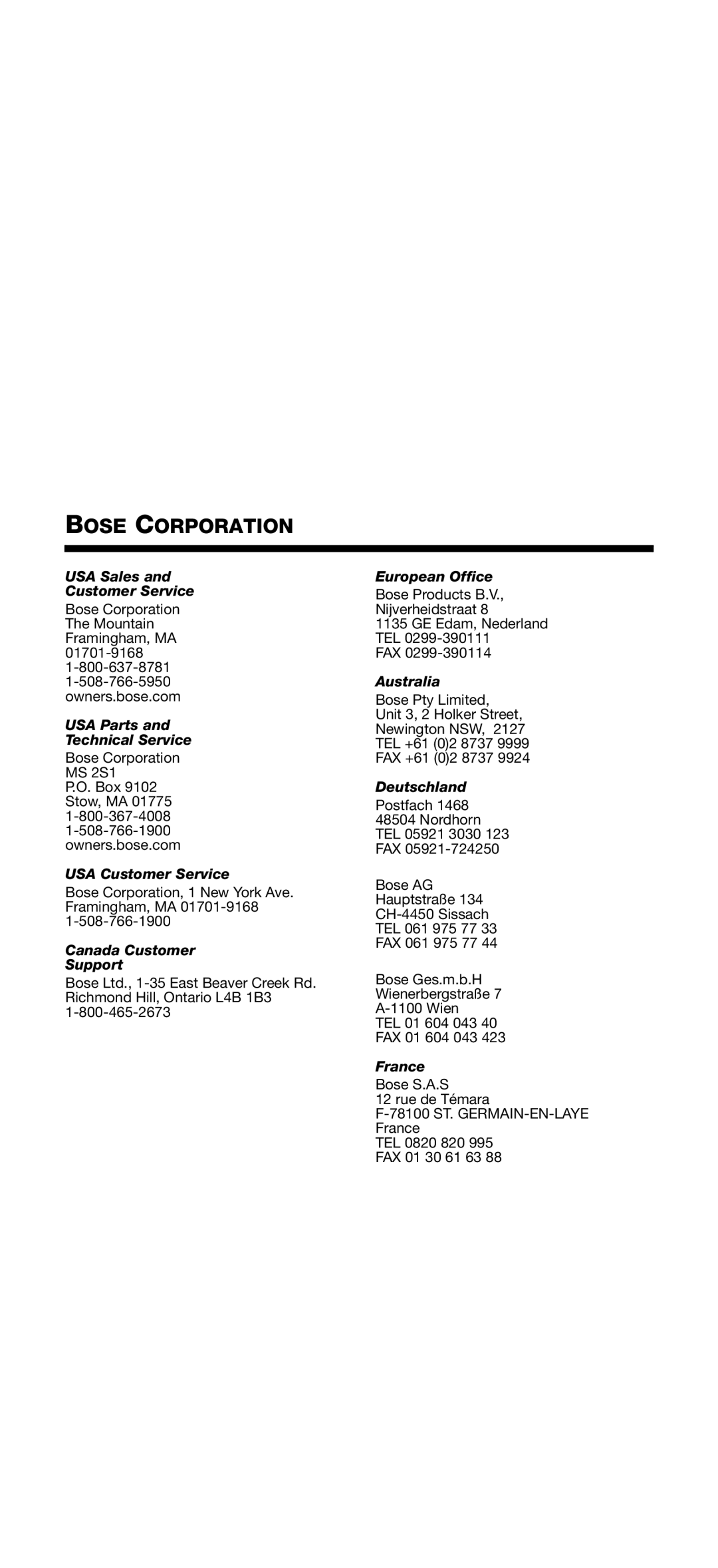 Bose Music manual Bose Corporation 