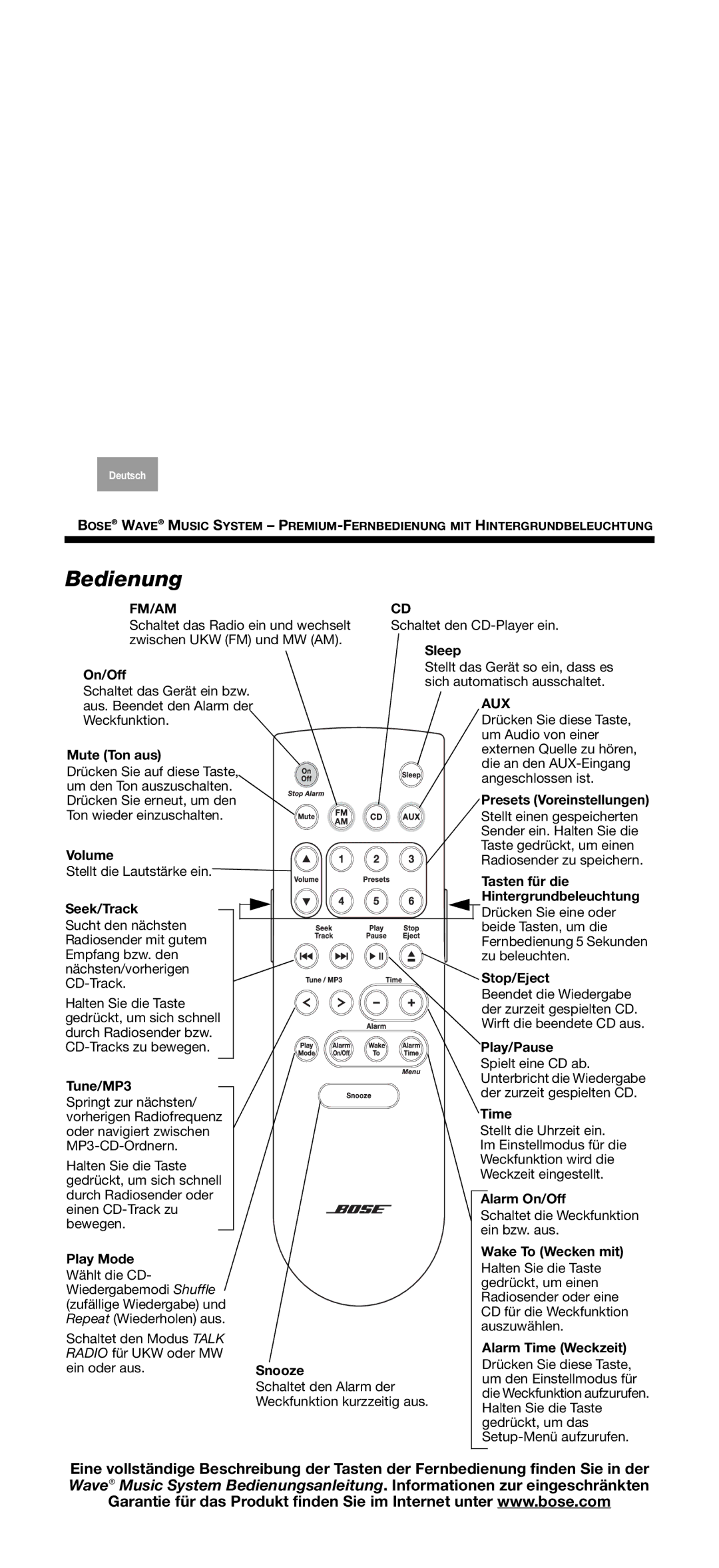 Bose Music manual Bedienung 