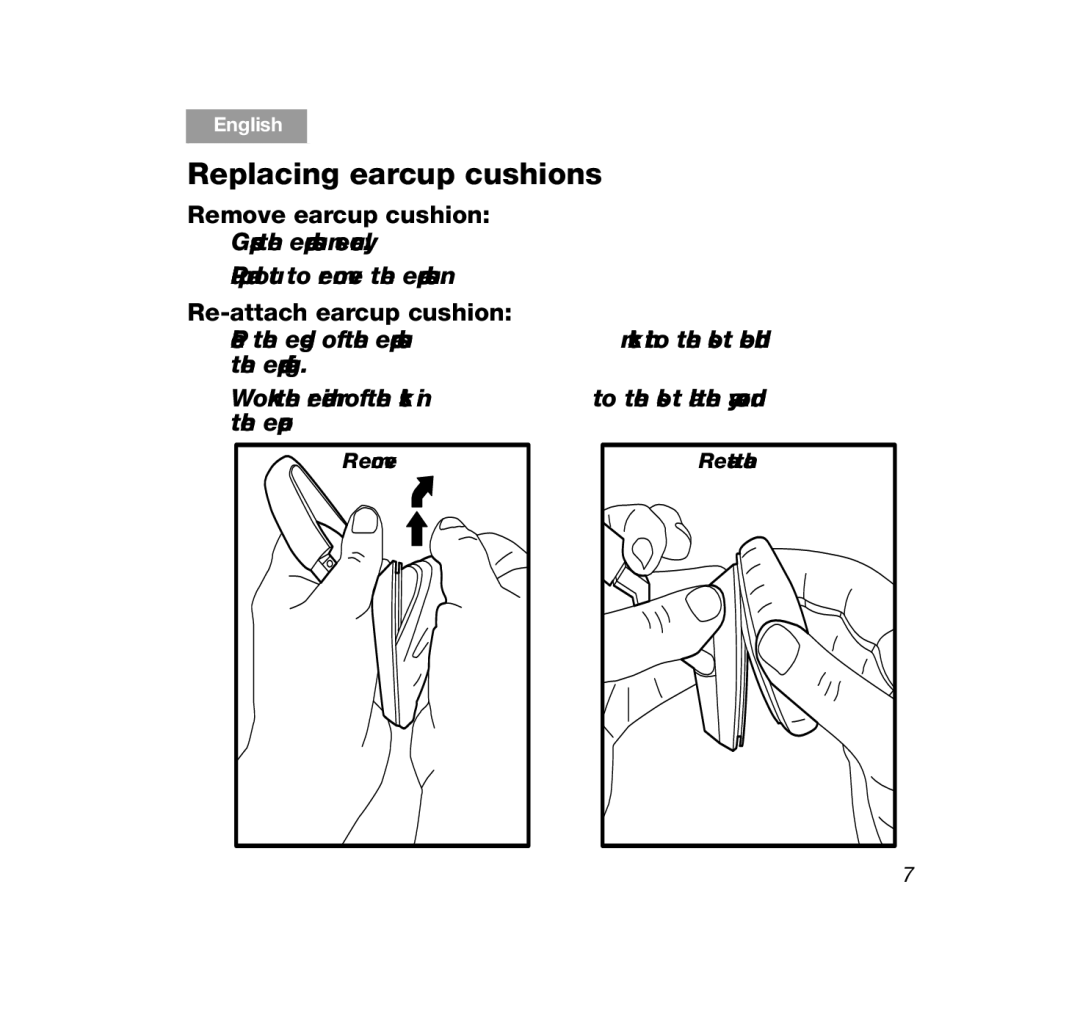 Bose OE2 White, OE2 Black manual Replacing earcup cushions, Re-attach earcup cushion 