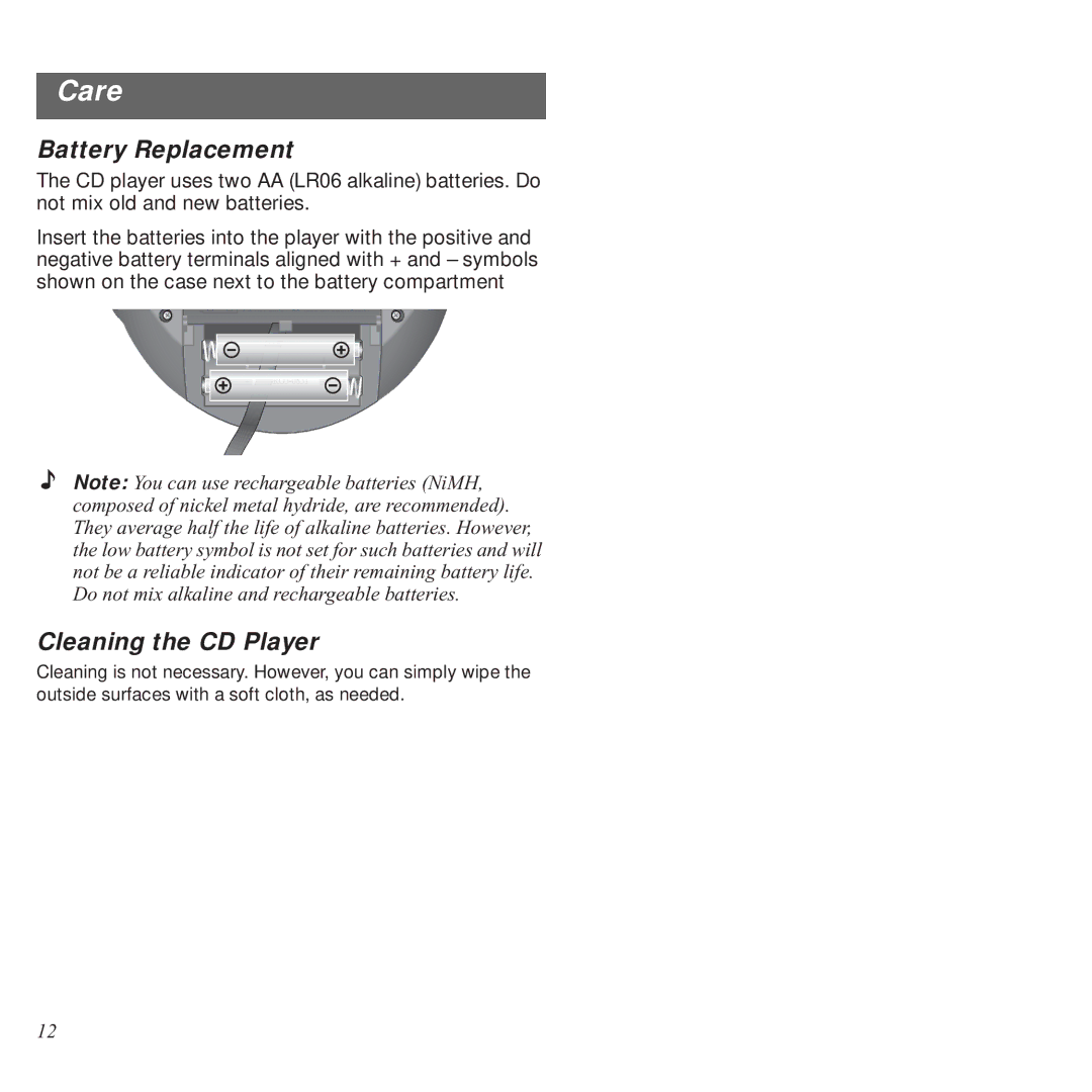 Bose PM-1 manual Battery Replacement, Cleaning the CD Player 