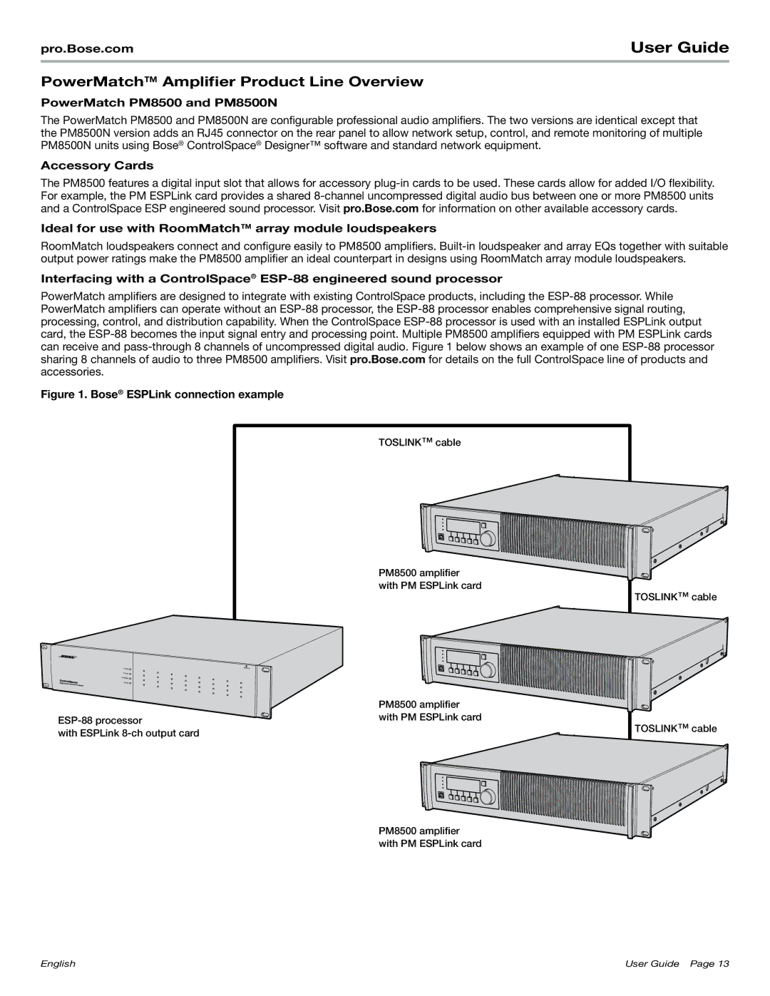 Bose manual PowerMatch Amplifier Product Line Overview, PowerMatch PM8500 and PM8500N 