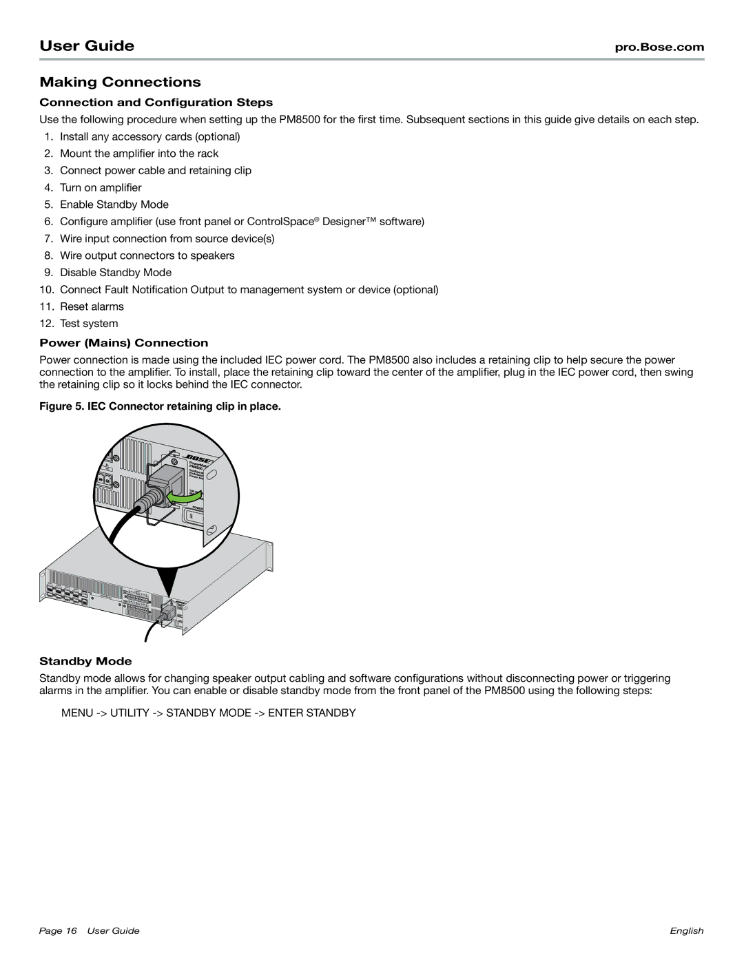 Bose PM8500N manual Making Connections, Connection and Configuration Steps, Power Mains Connection 