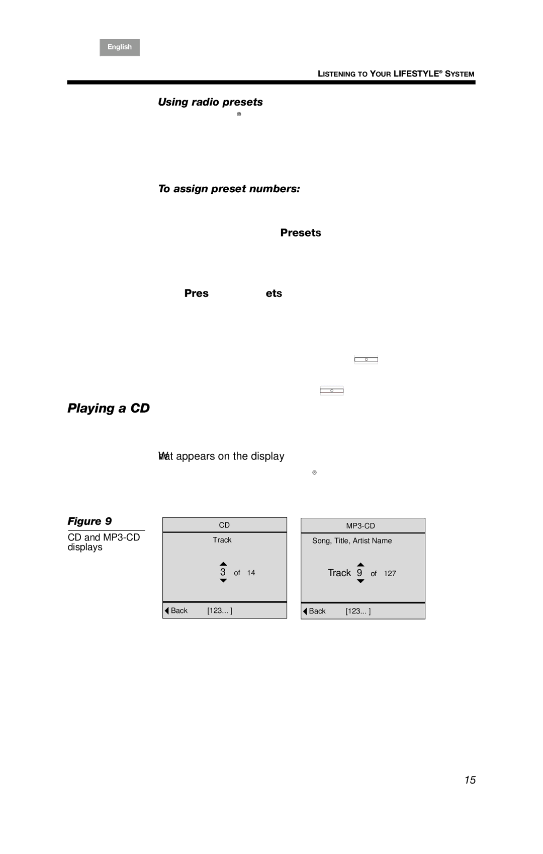 Bose BOSEPMC2, PMC II manual Playing a CD, Using radio presets, To assign preset numbers 