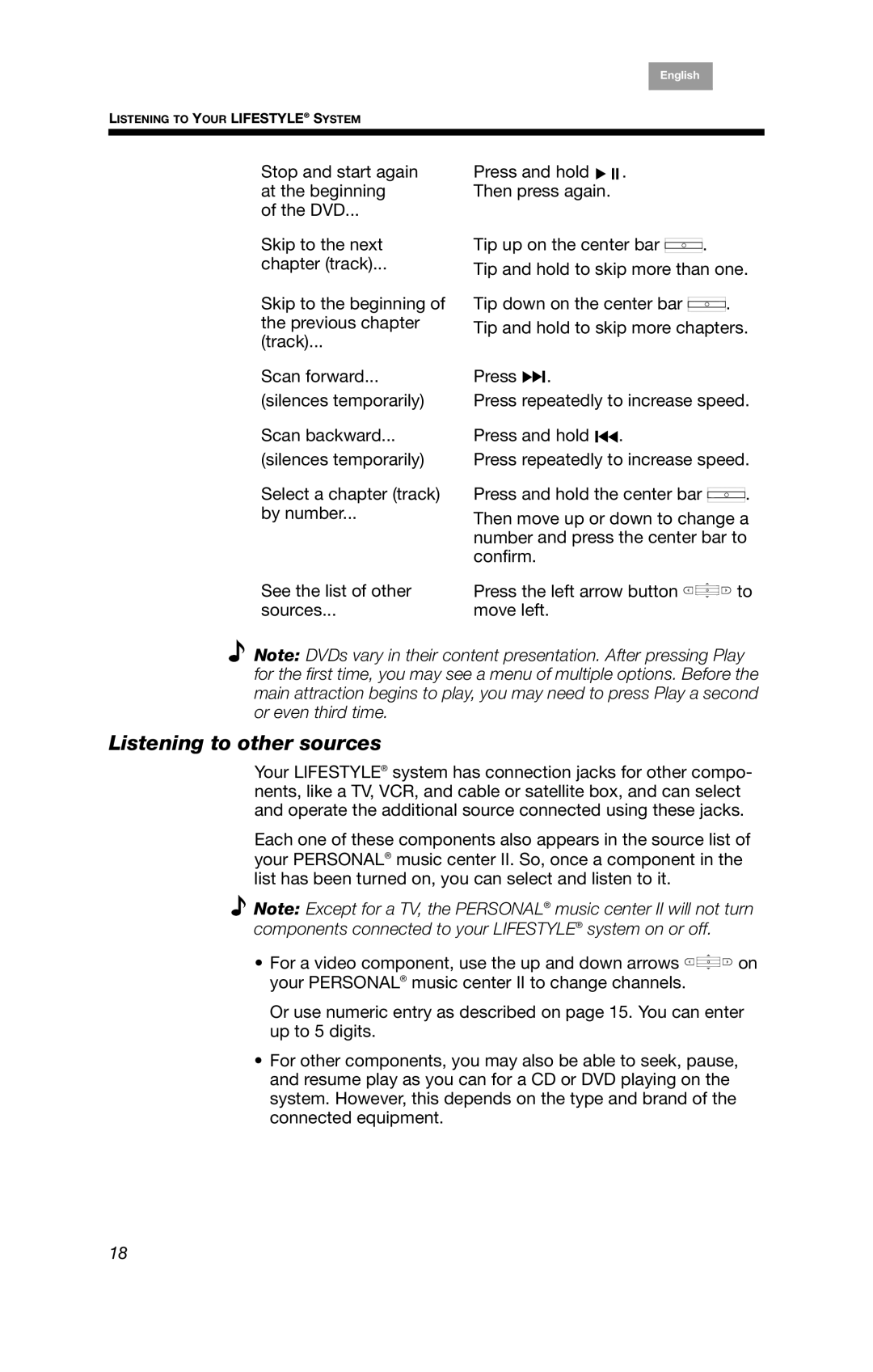 Bose PMC II, BOSEPMC2 manual Listening to other sources 