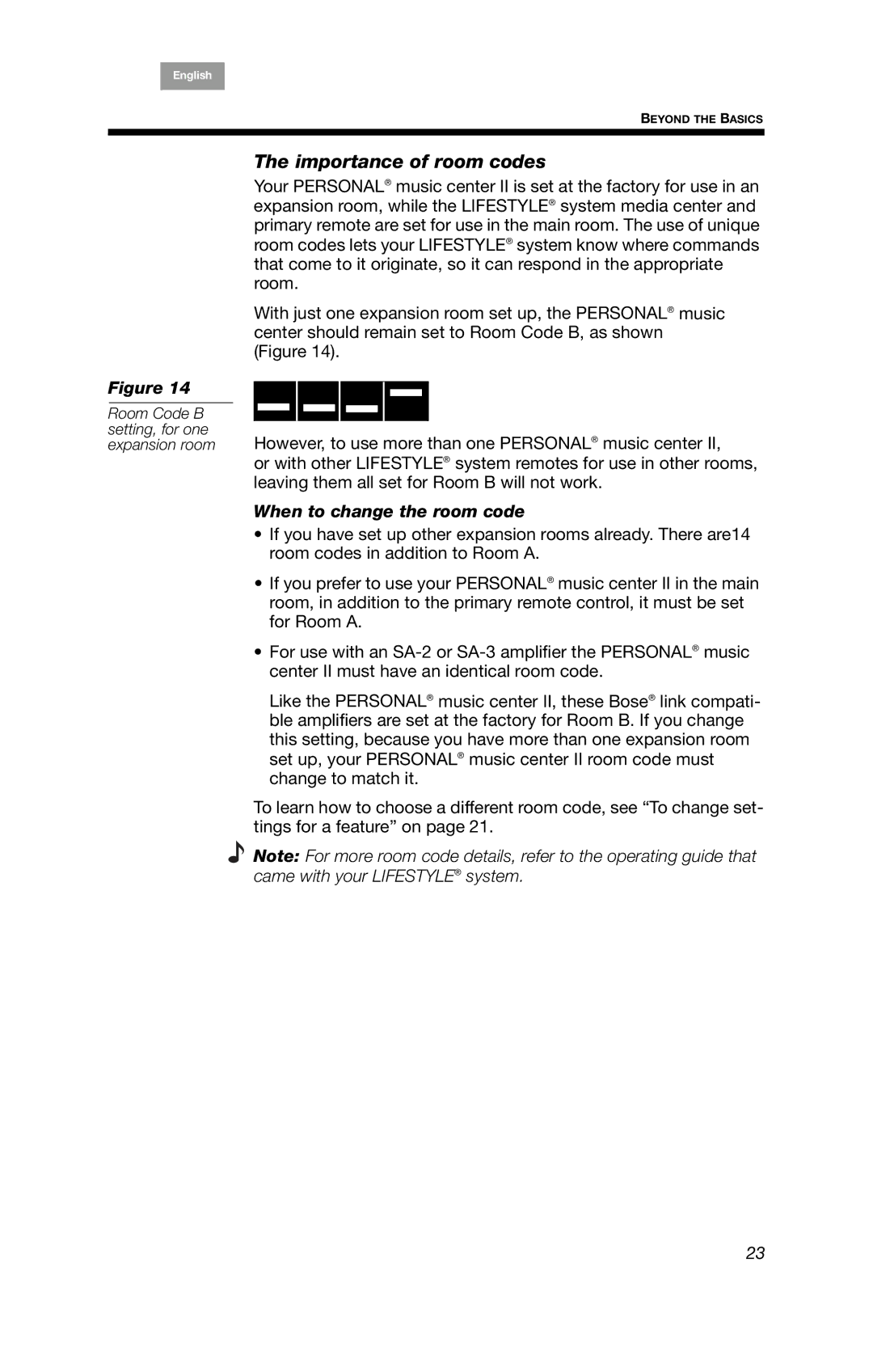 Bose BOSEPMC2, PMC II manual Importance of room codes, When to change the room code 