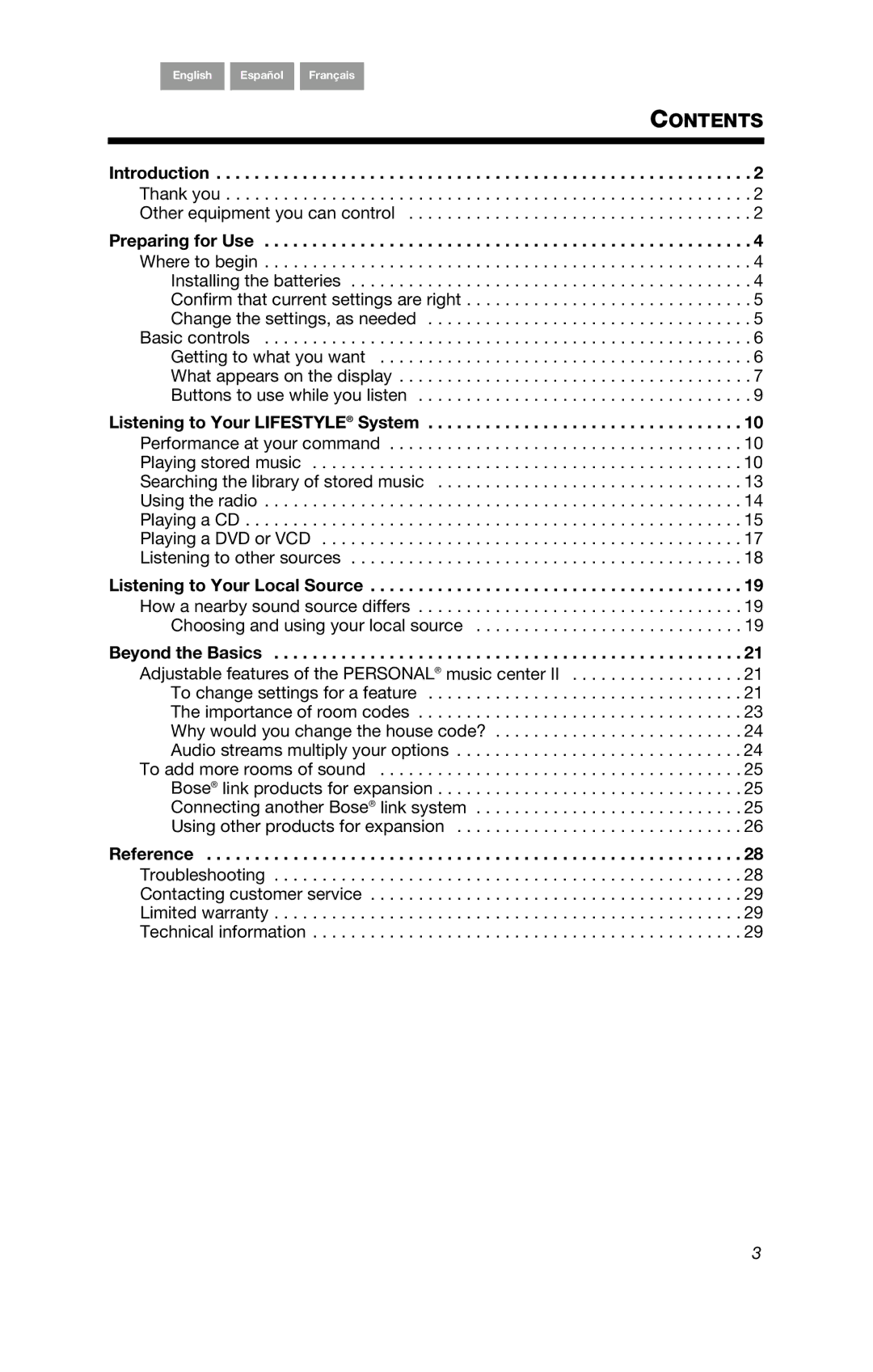 Bose BOSEPMC2, PMC II manual Contents 