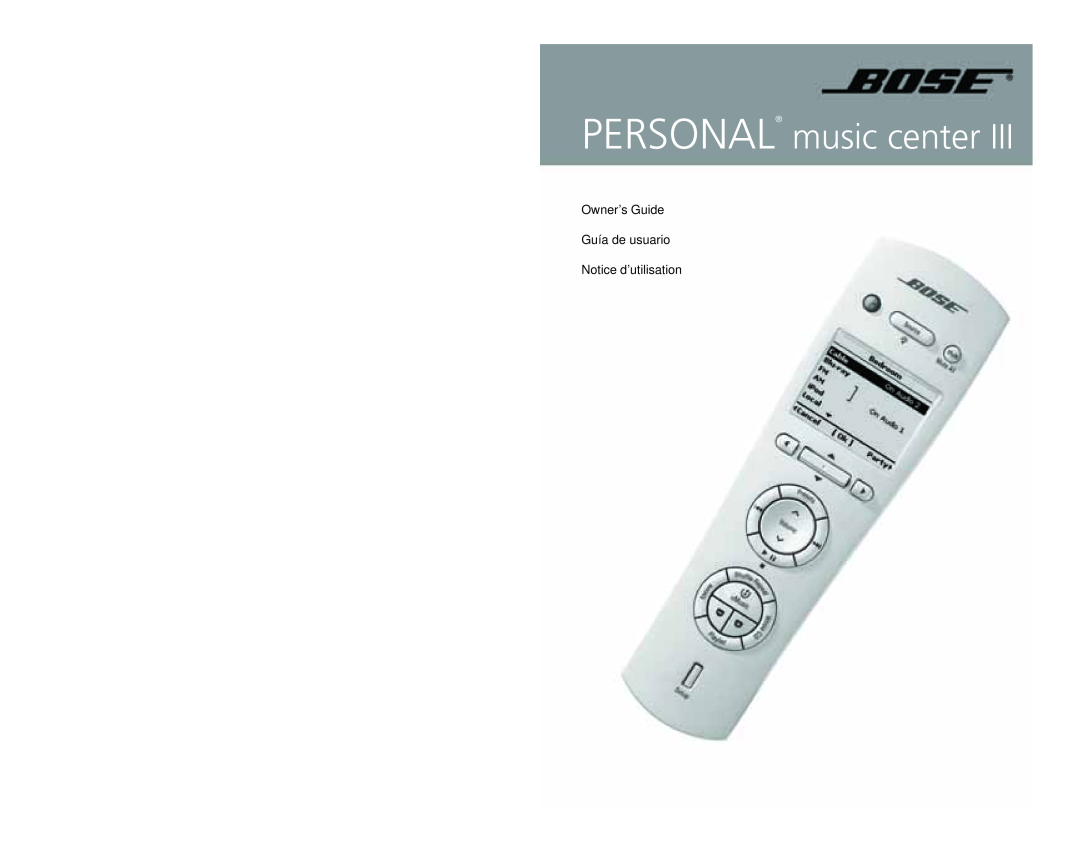 Bose Personal Music Center III, PMCIII manual PERSONAL music center, Owner’s Guide Guía de usuario Notice d’utilisation 