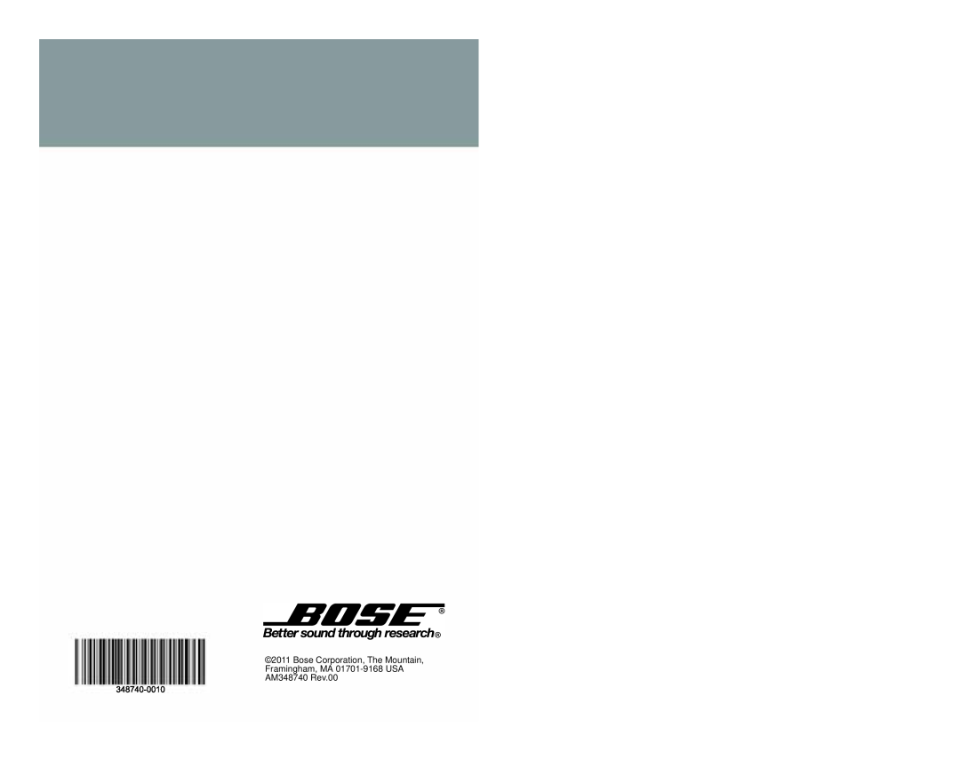 Bose PMCIII, Personal Music Center III manual Bose Corporation, The Mountain Framingham, MA 01701-9168 USA, AM348740 Rev.00 