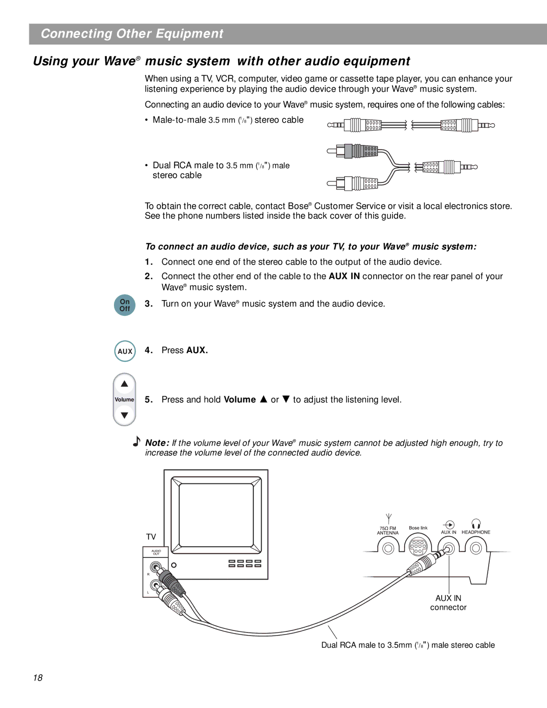 Bose pmn manual Using your Wave music system with other audio equipment 