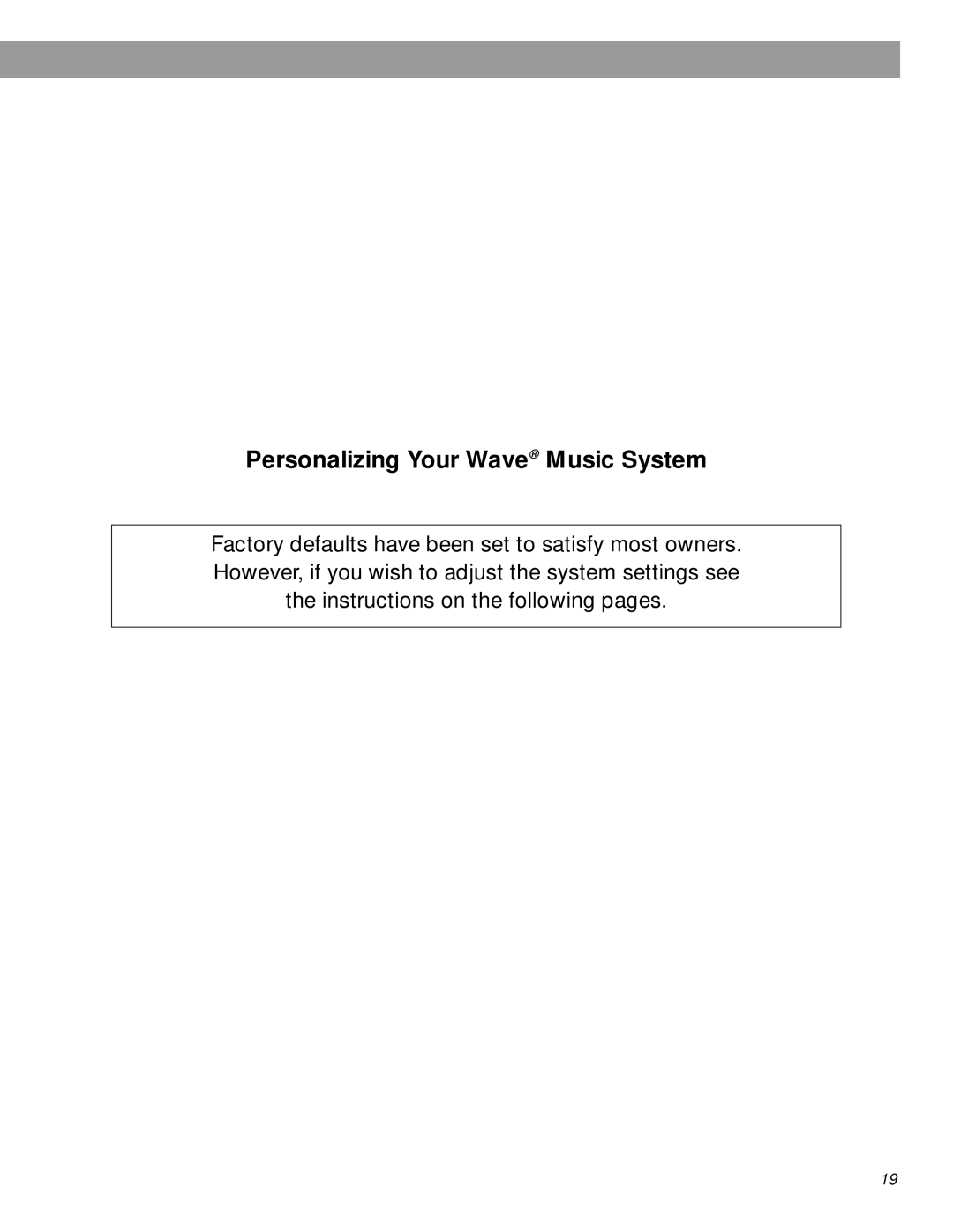 Bose pmn manual Personalizing Your Wave Music System 