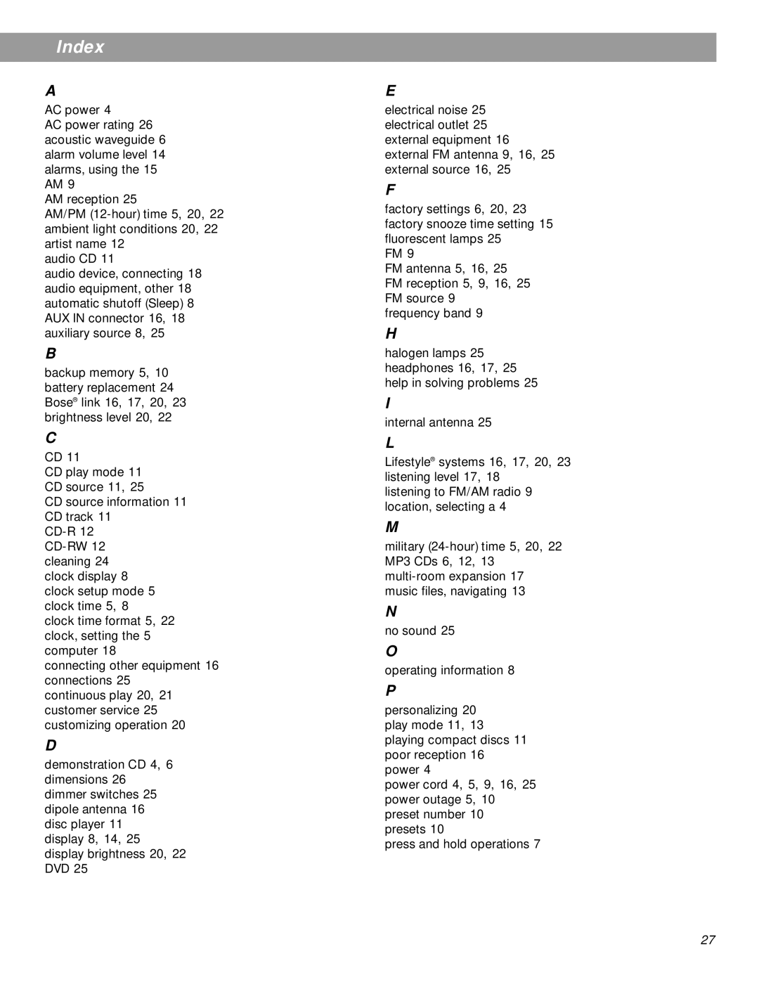 Bose pmn manual Index 