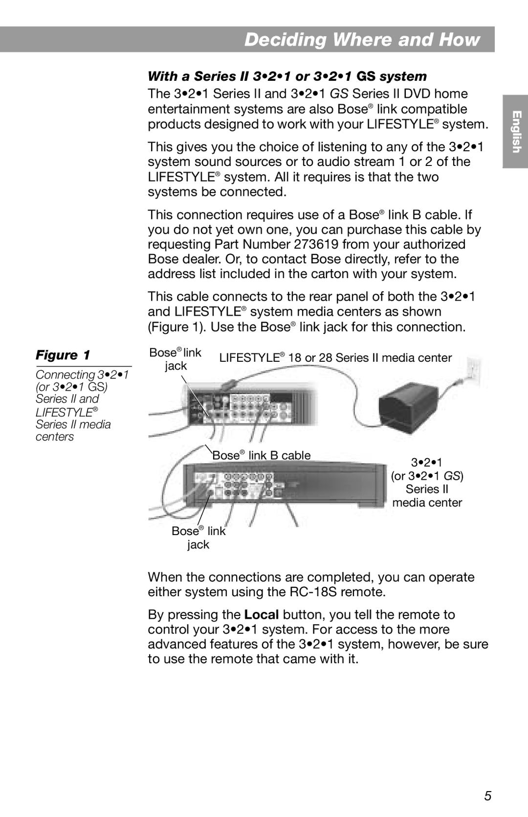 Bose RC-18S manual With a Series II 321 or 321 GS system 